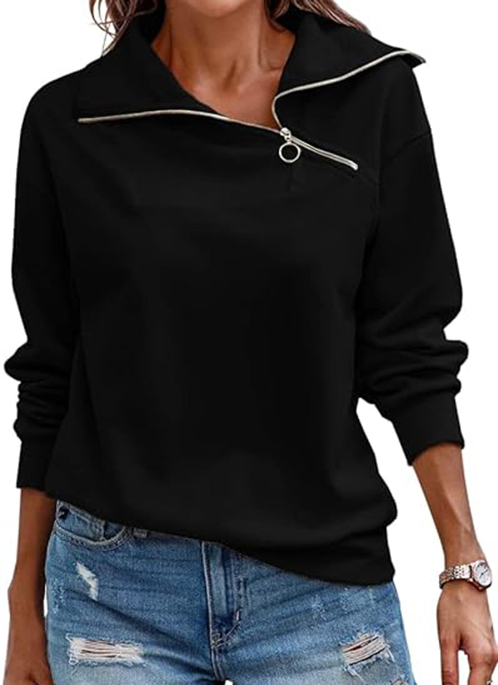 Women's Half Zip Hoodie - Black S-image-ae9de5b1-3aef-4dfd-8dd6-dd85e12defc8-91917