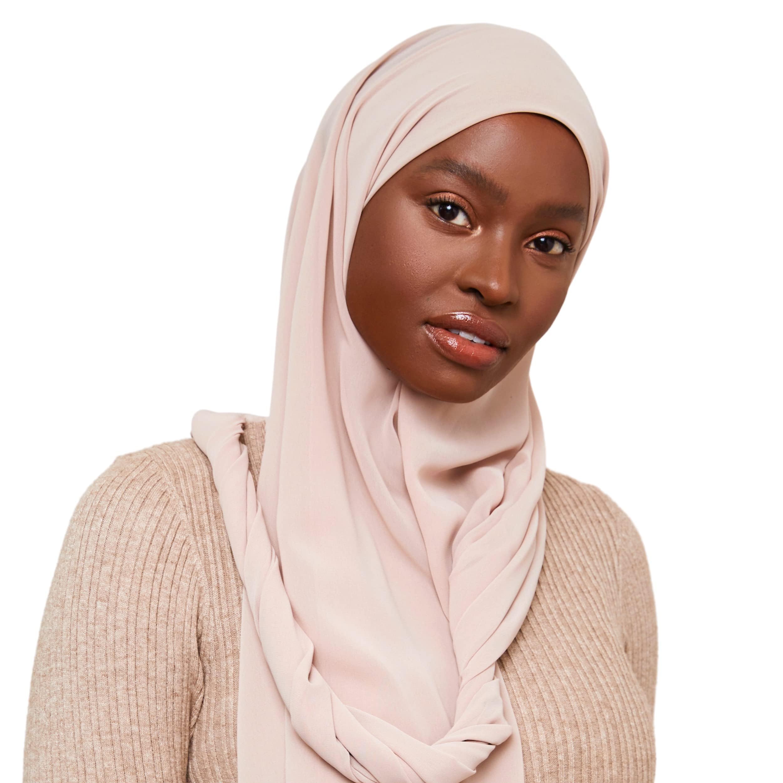 Luxury Chiffon Hijab Scarf for Women - Nude, Long Rectangle, Lightweight - Made in Turkey