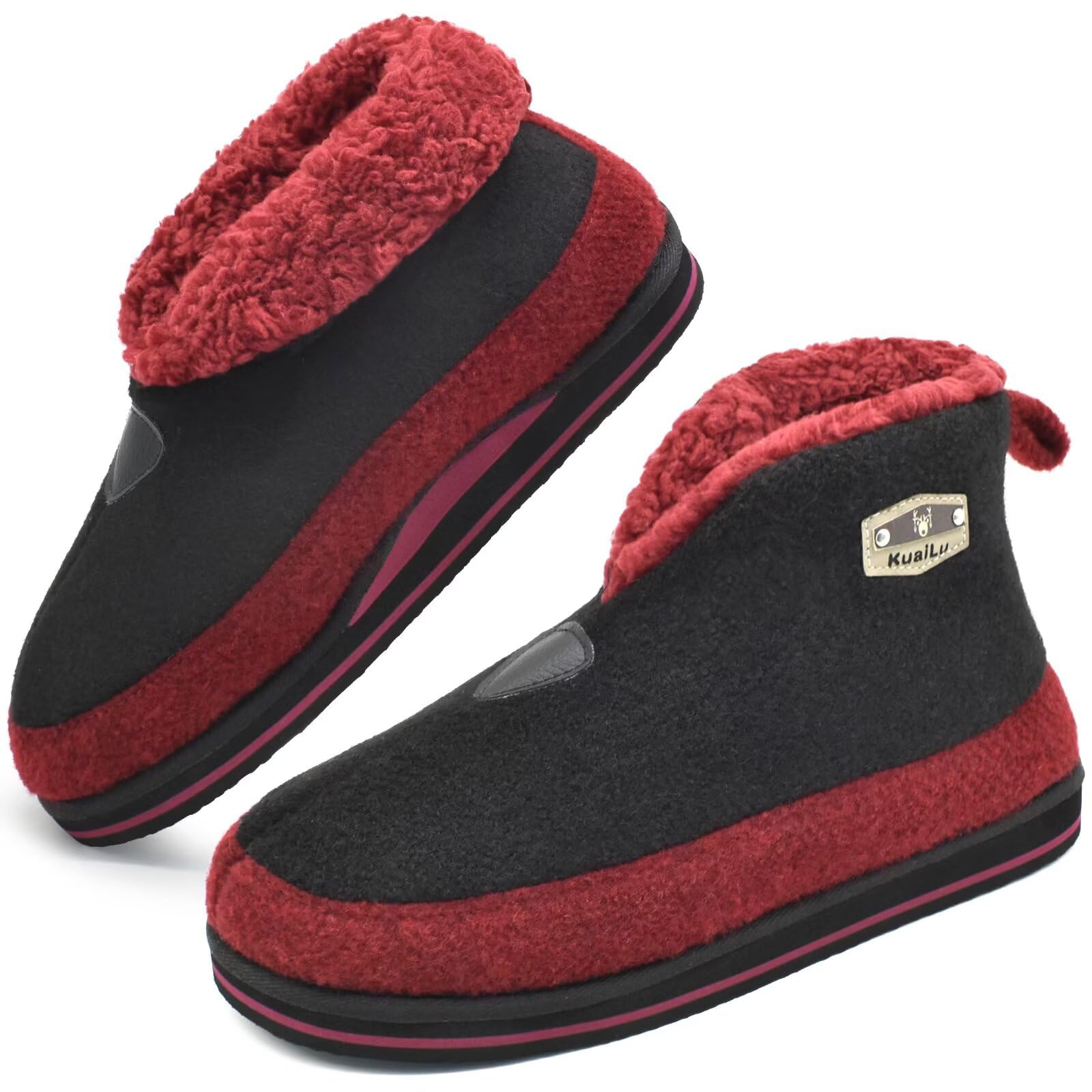 Men's Felt Boot Slippers - Red UK 12-image-78ec33a6-40eb-4480-bdaf-7e53f3721028-104599