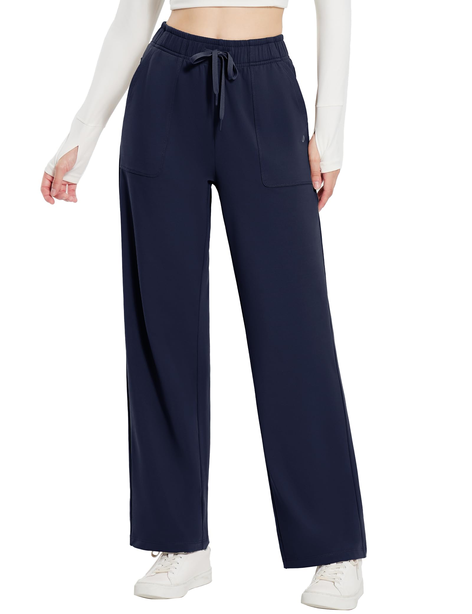 Women's Fleece Wide Leg Joggers - Blue S-image-6fe60260-3d81-4795-b0a0-07f6c1246ad0-102702
