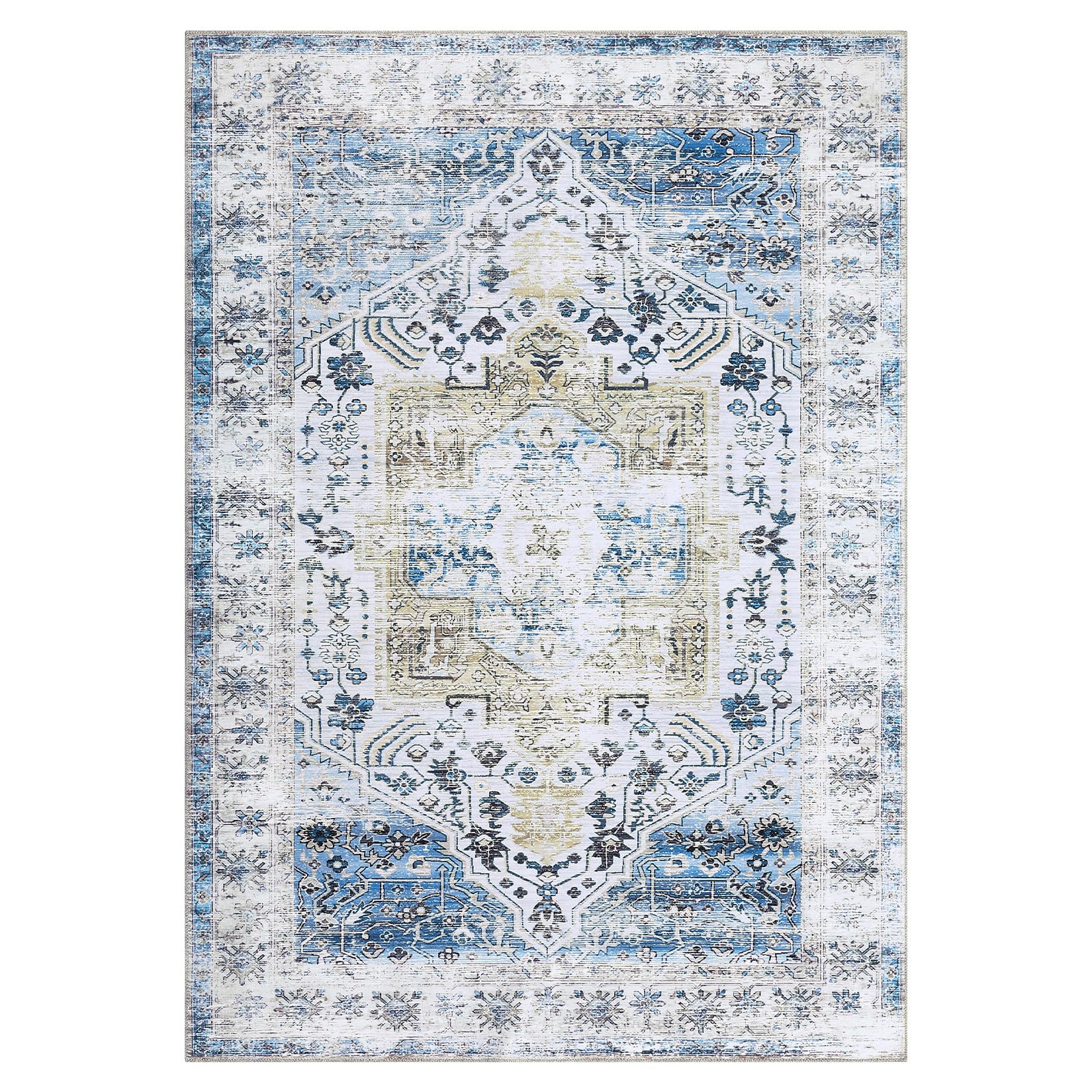 Vintage Washable Area Rug - Blue 200 x 290 cm-image-3356d847-0332-4589-8516-cf07903a01fc-121223