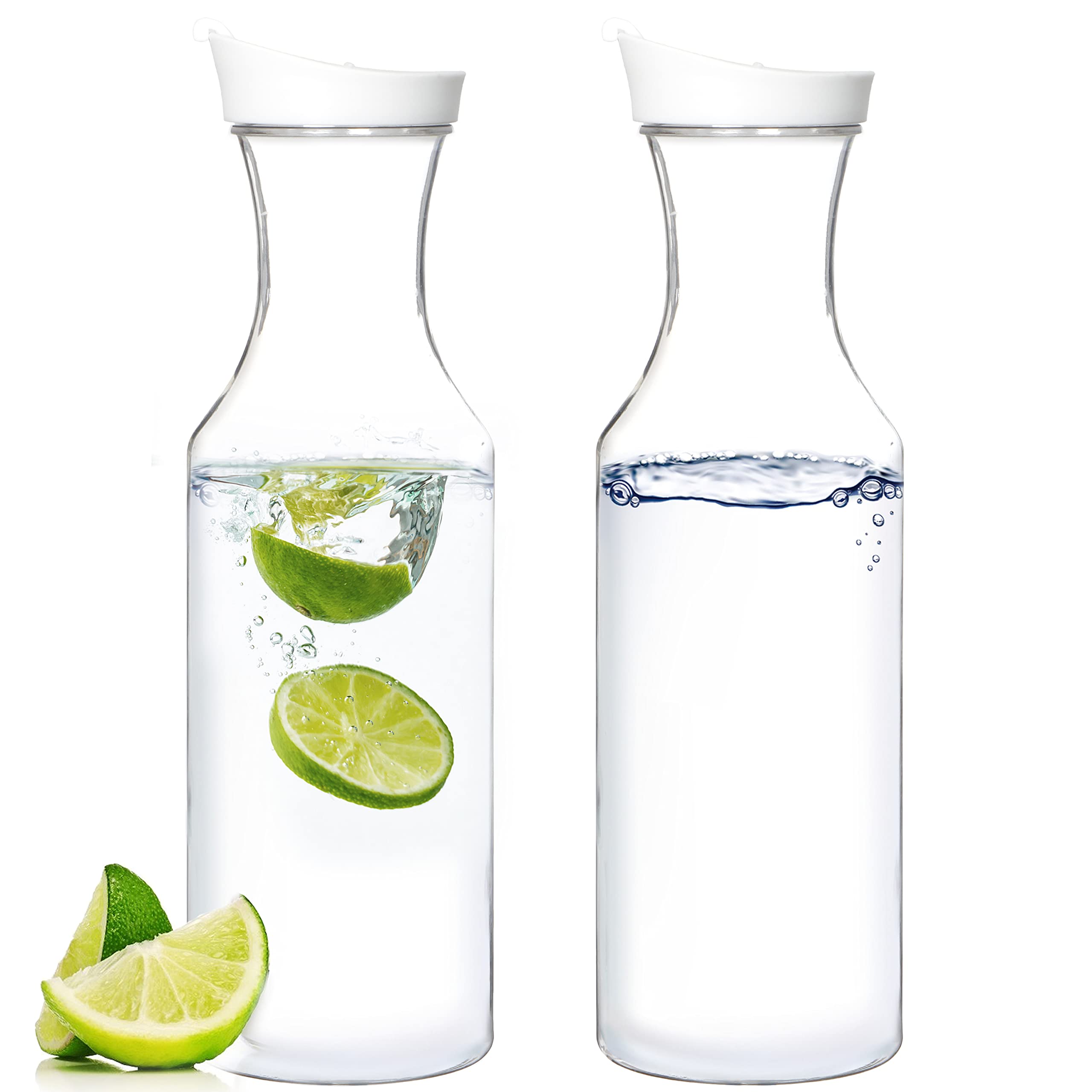 Youngever 2 Pack 50 Ounce Clear Plastic Carafe with Lids - Reusable 1500ML Water Pitcher-image-62b7db5a-79a9-489b-84b3-7ee4bcccc613-59978
