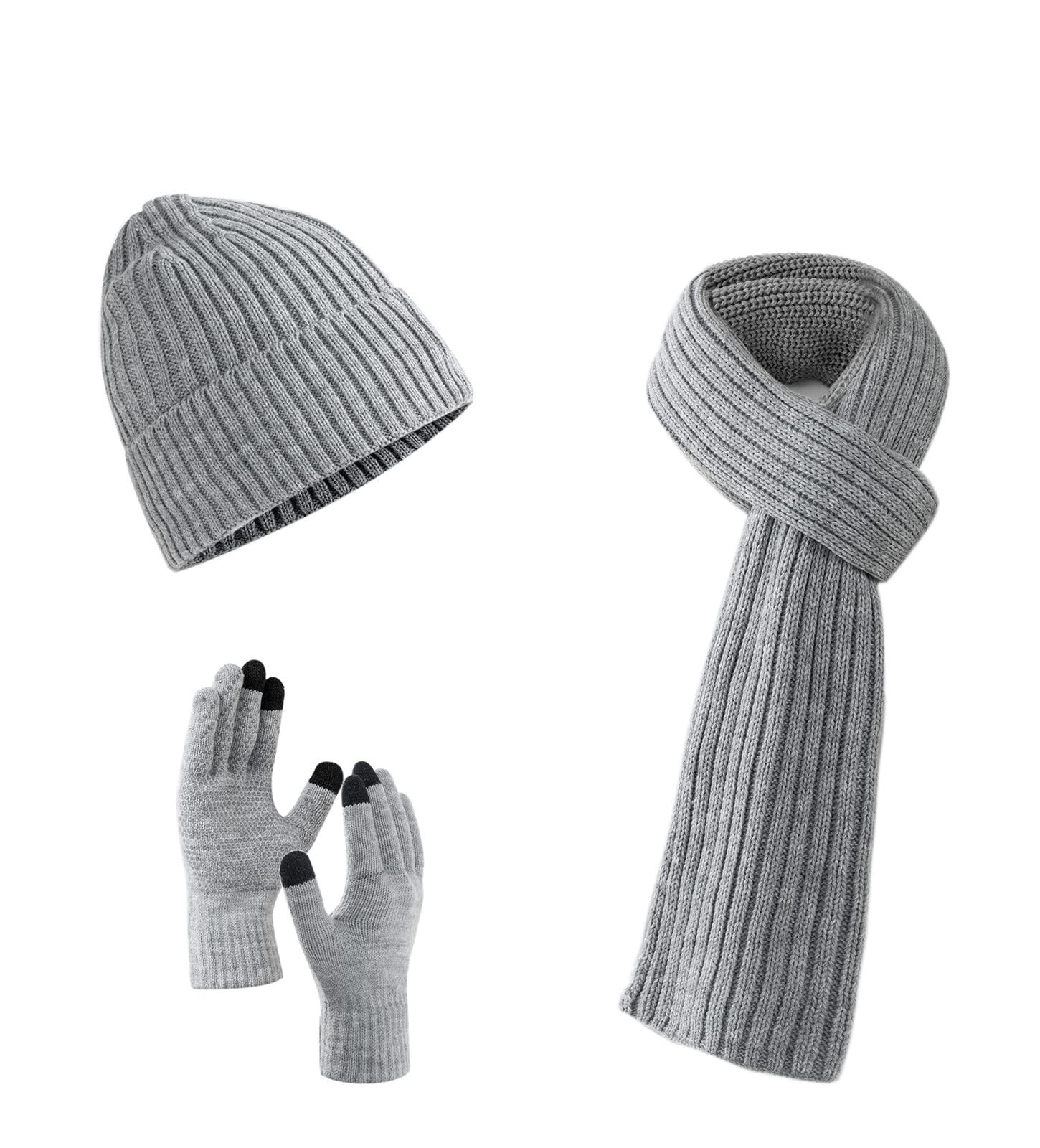 Scarf Beanie Gloves Set - Light Grey M-XL-image-5e837775-34ba-474b-a289-36491456cb99-123471