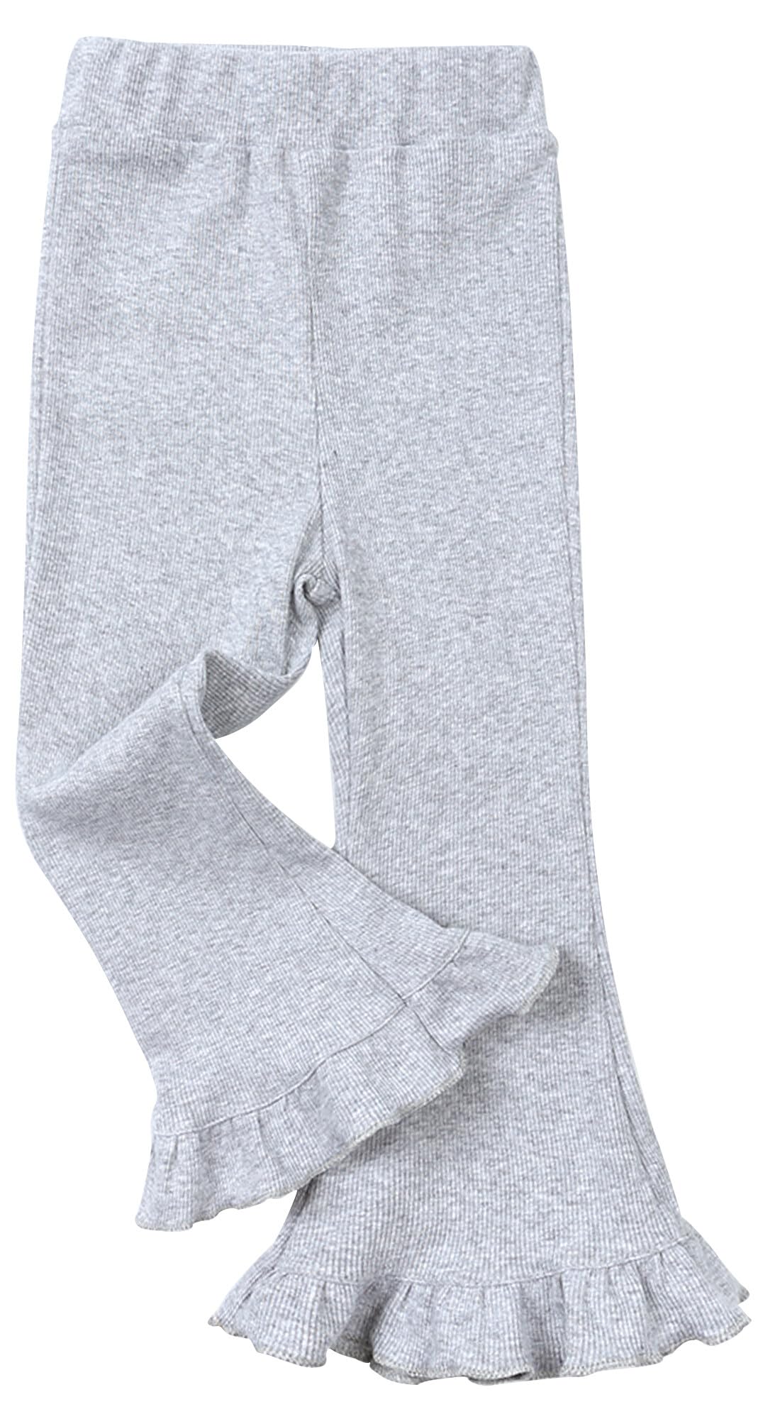 FEOYA Girls Ribbed Leggings Cotton Ruffle Leggings Bell Flared 7-8 140-image-f616f64e-d00e-419e-ae2a-608a9508818e-57454