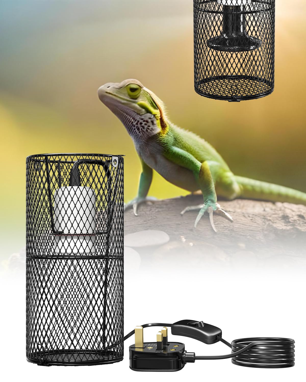 Reptile Heat Lamp Holder with Guard - Black 2530-1-image-897f7cc4-c42d-49d4-bccd-8e186400c6c6-114412