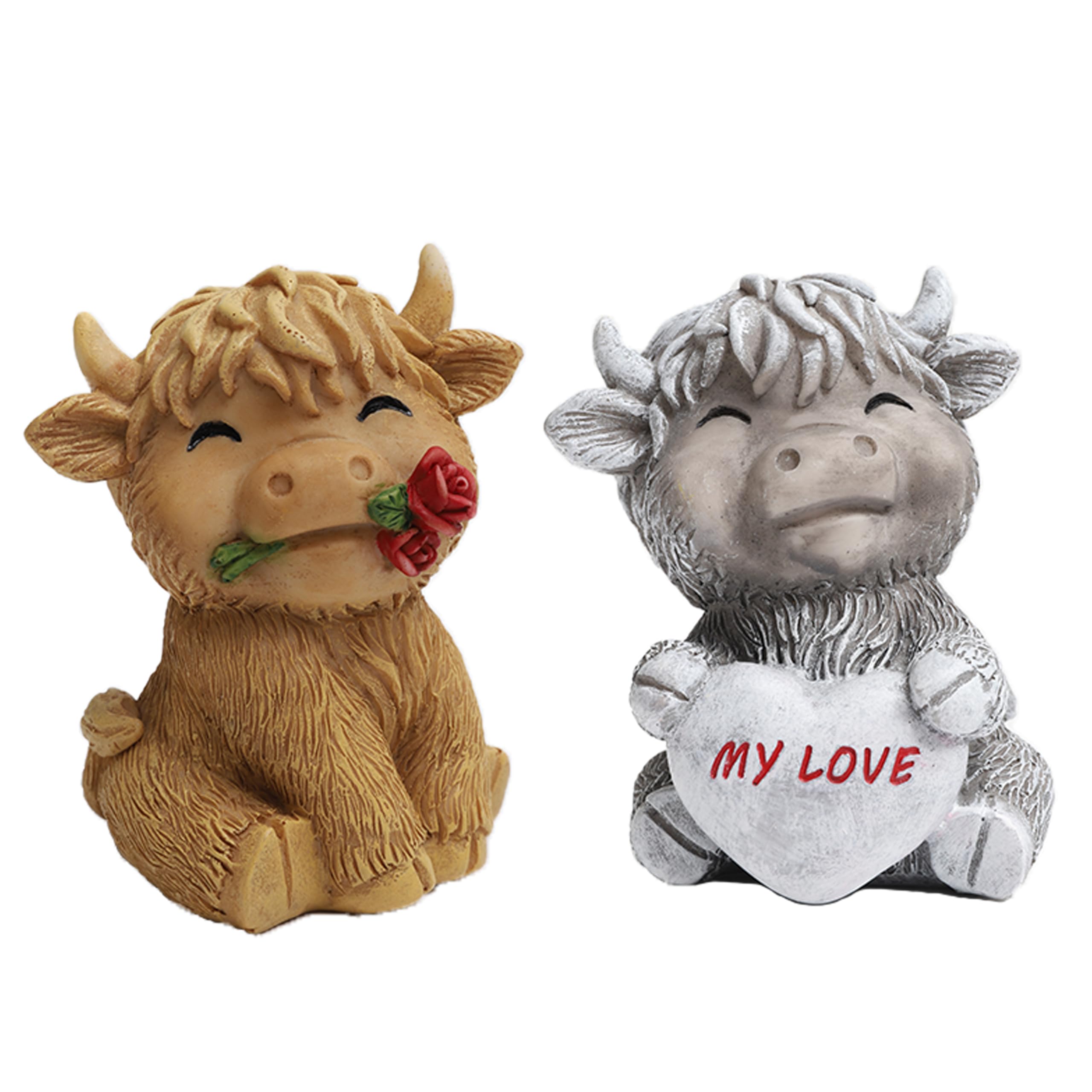 Highland Cow Figurines Set of 2 - Yellow & Grey-image-692c467c-1125-4c7a-b3ea-8557004273ca-93663