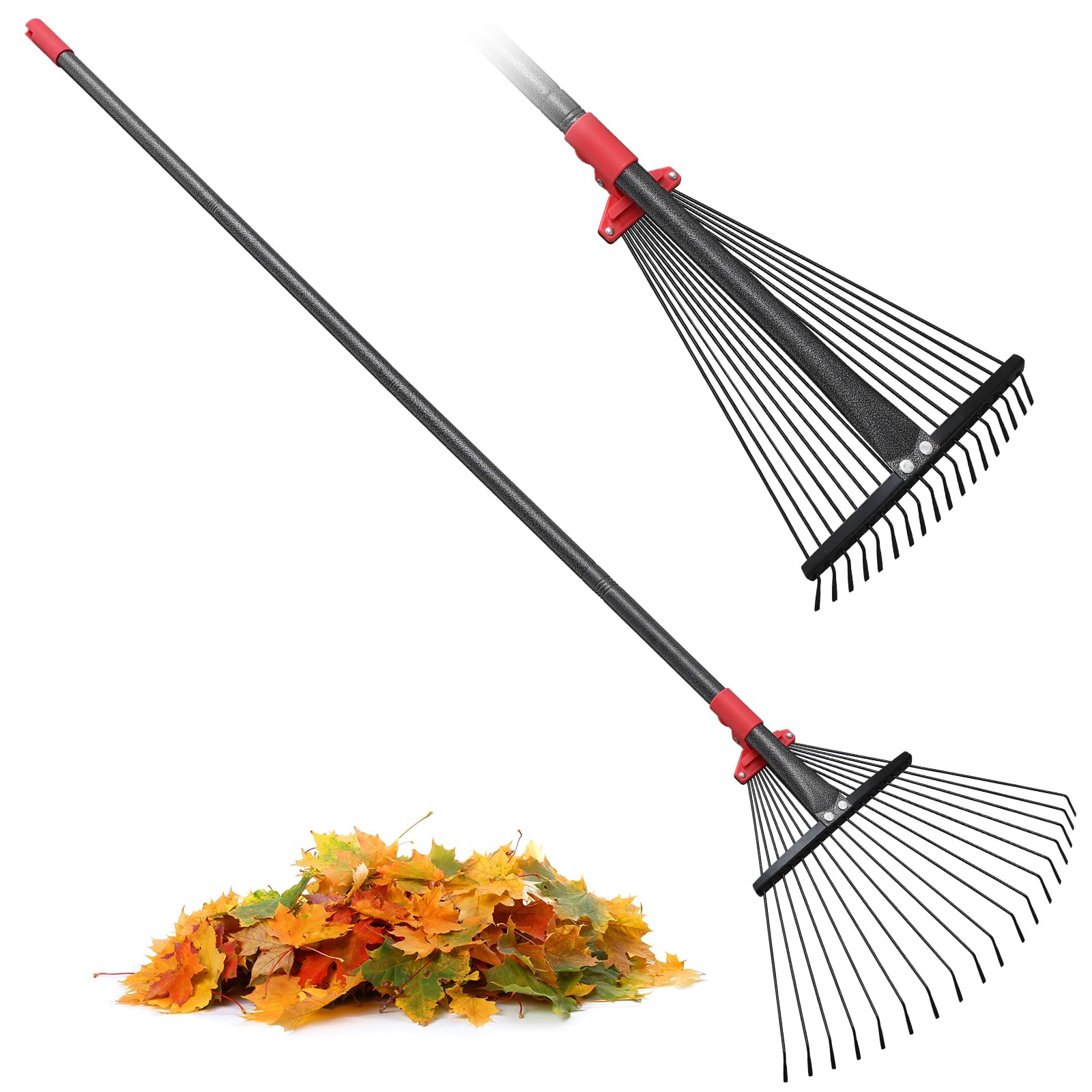 Heavy Duty Garden Leaf Rake - Adjustable 23-41cm Head-image-7d56a328-6280-4ee0-8851-03c02ecdec81-80800