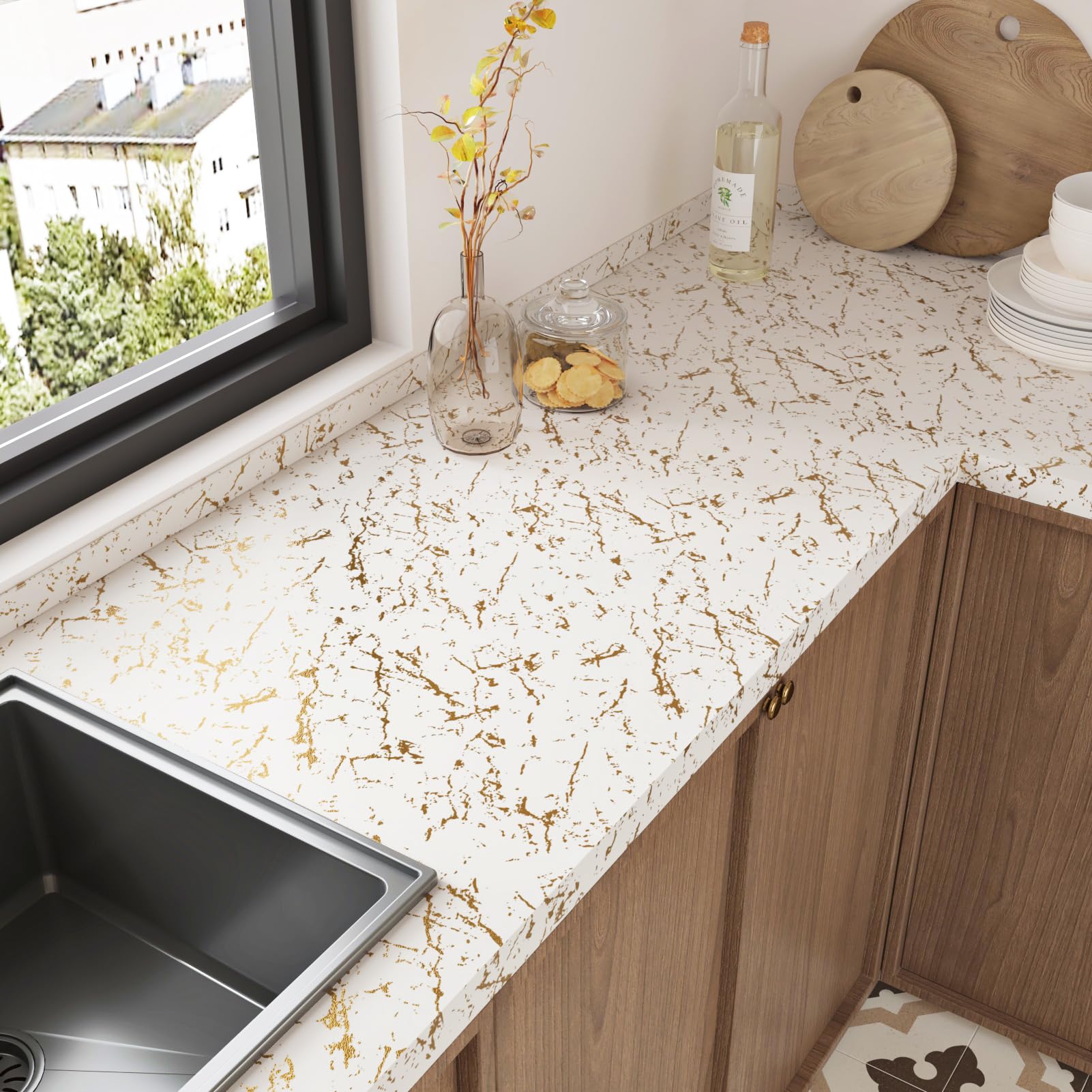 Marble Effect Vinyl Wrap - White Gold 60cm x 300cm-image-c94bef2c-f389-4d01-8d14-d71354b89703-114286