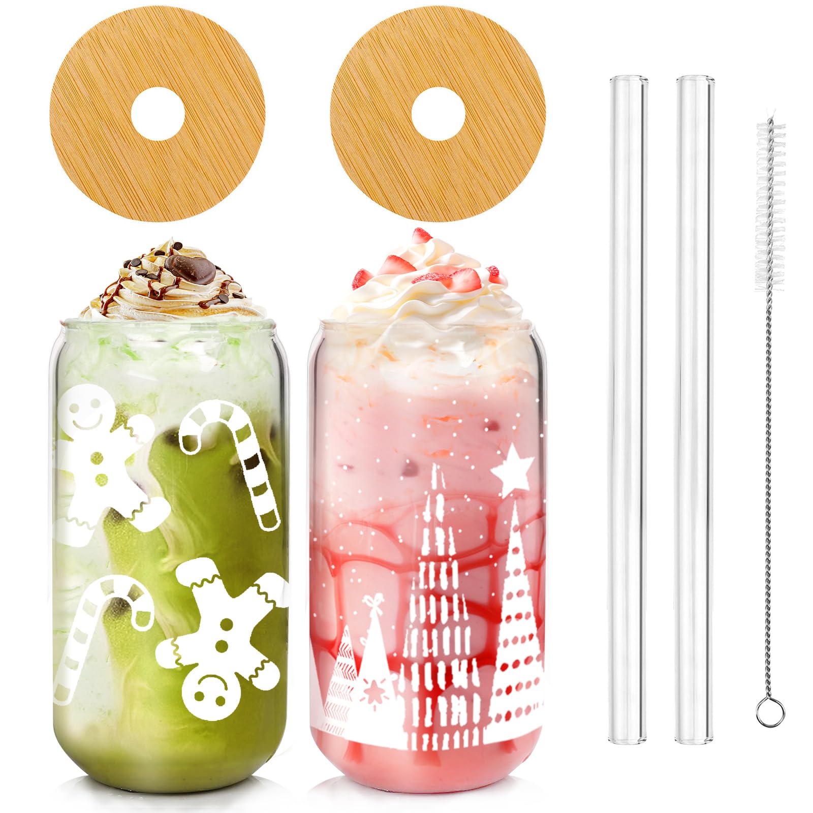 Valentine Gift Glass Cups 18oz with Lids & Straws, Ideal for Iced Coffee & Smoothies, 2 Sets-image-e1ee1b57-e48d-4203-a477-995d1342c037-37424