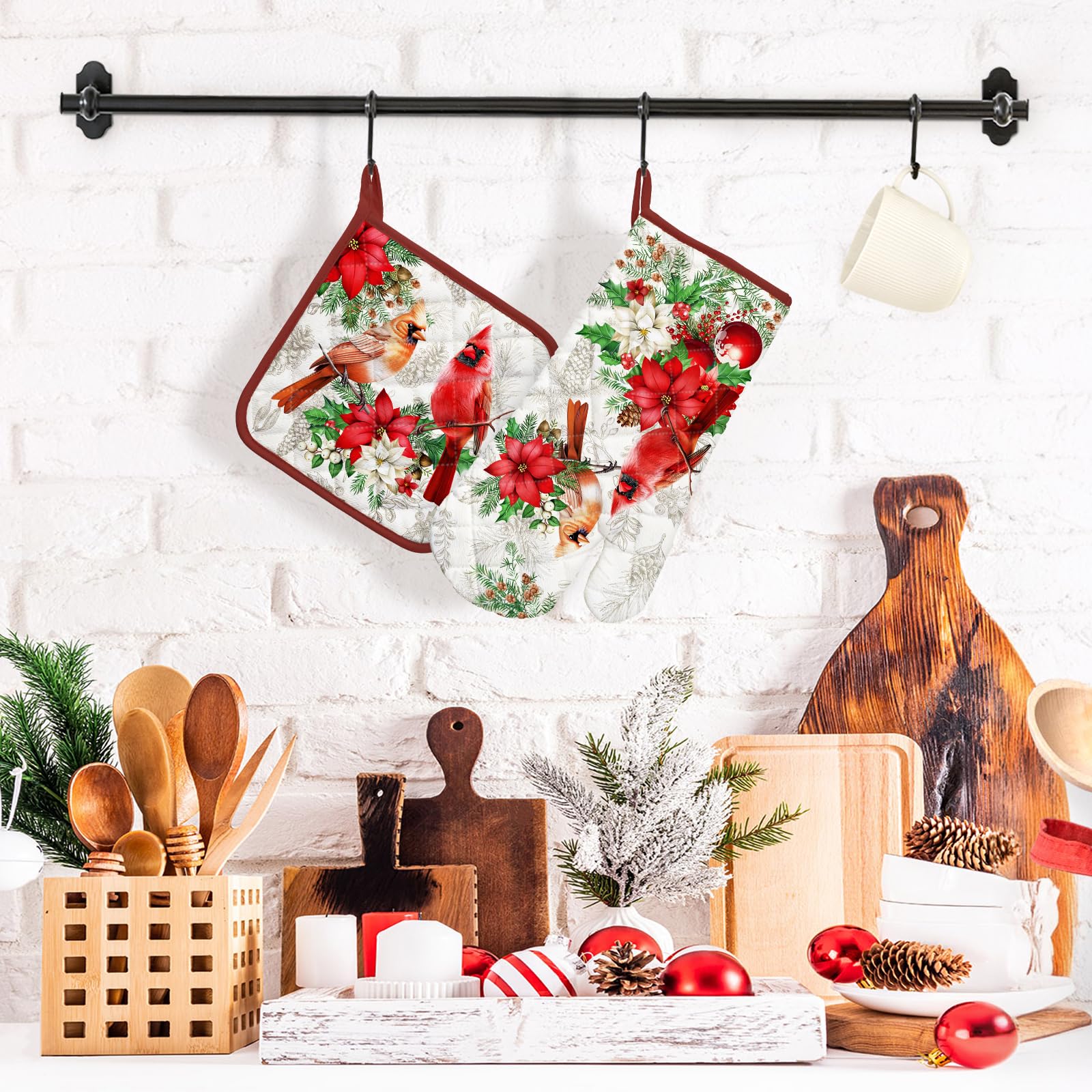 2-Pack Christmas Snowman Trivets - Woven Cotton Pot Holders For Holiday Kitchen