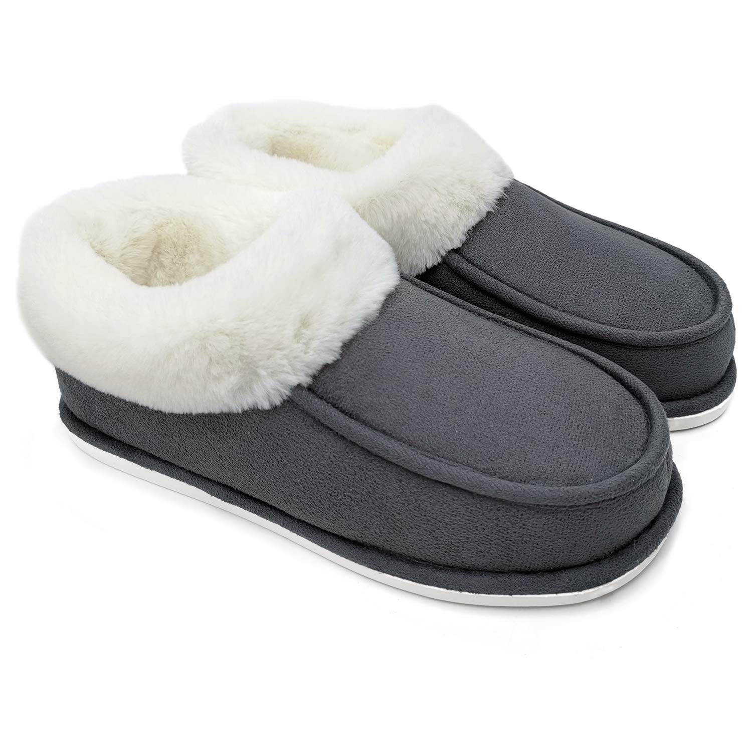 Women's Warm Moccasin Slippers - Grey UK 3.5/4.5-image-f1a900e1-95cd-4da1-bb7a-d74e3eb4736b-115549