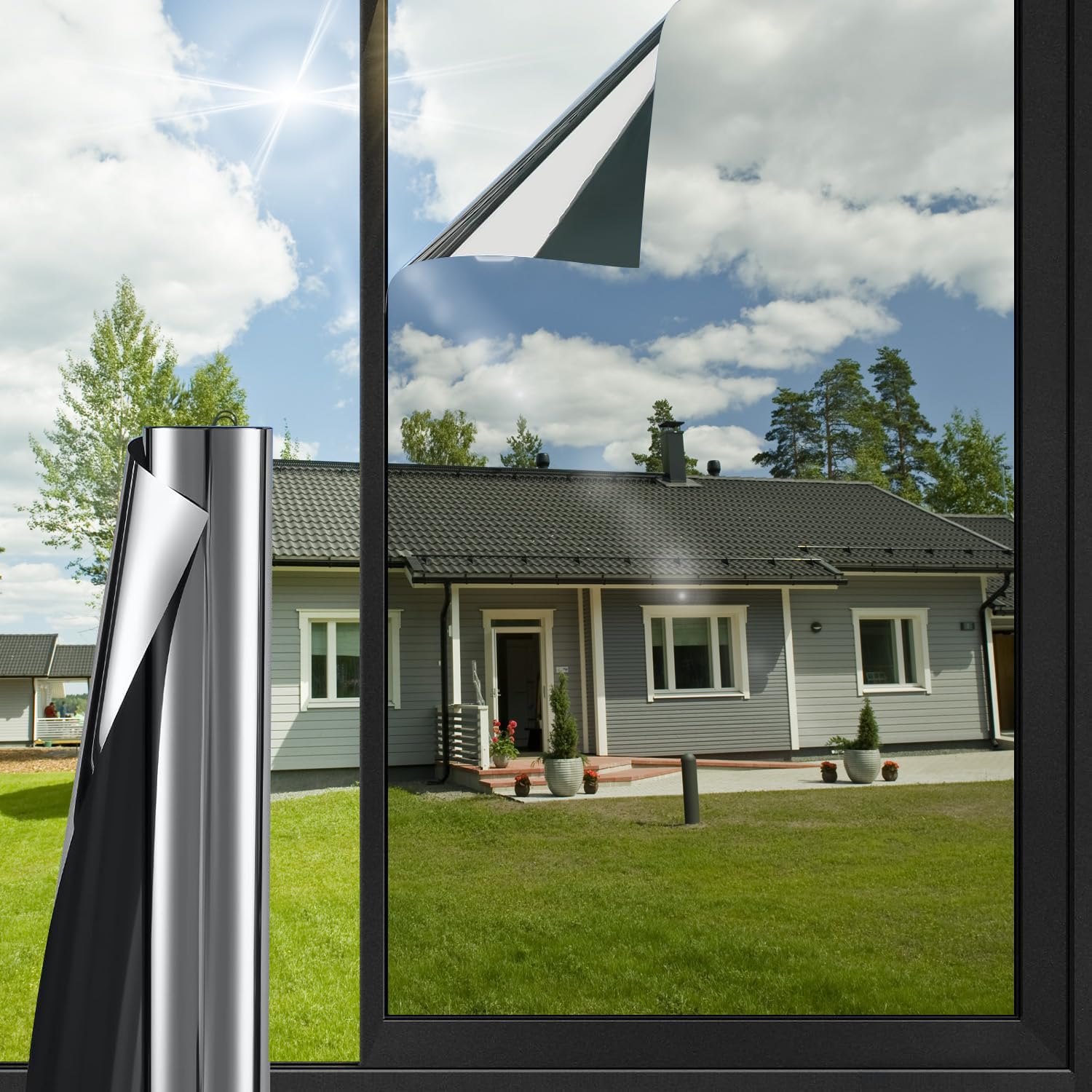 One Way Reflective Window Film Privacy UV Protection - Black Silver 60x600cm-image-5c582dba-aec2-4b3d-a788-26b5a2383be4-101446