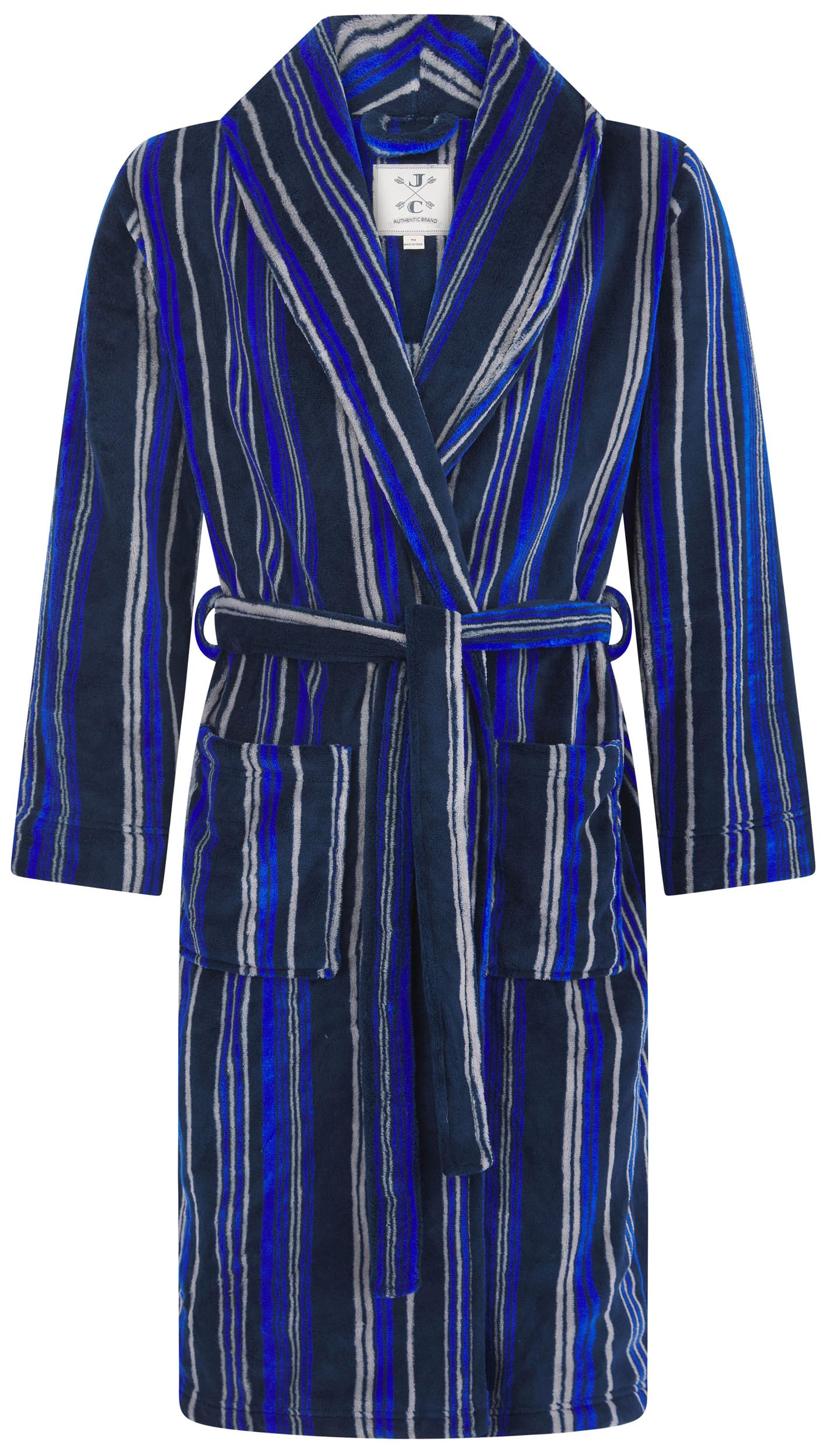 Men's Fleece Dressing Gown - Navy Blue & Grey L-image-7af93442-f288-416d-807c-db55e5d42c82-122479