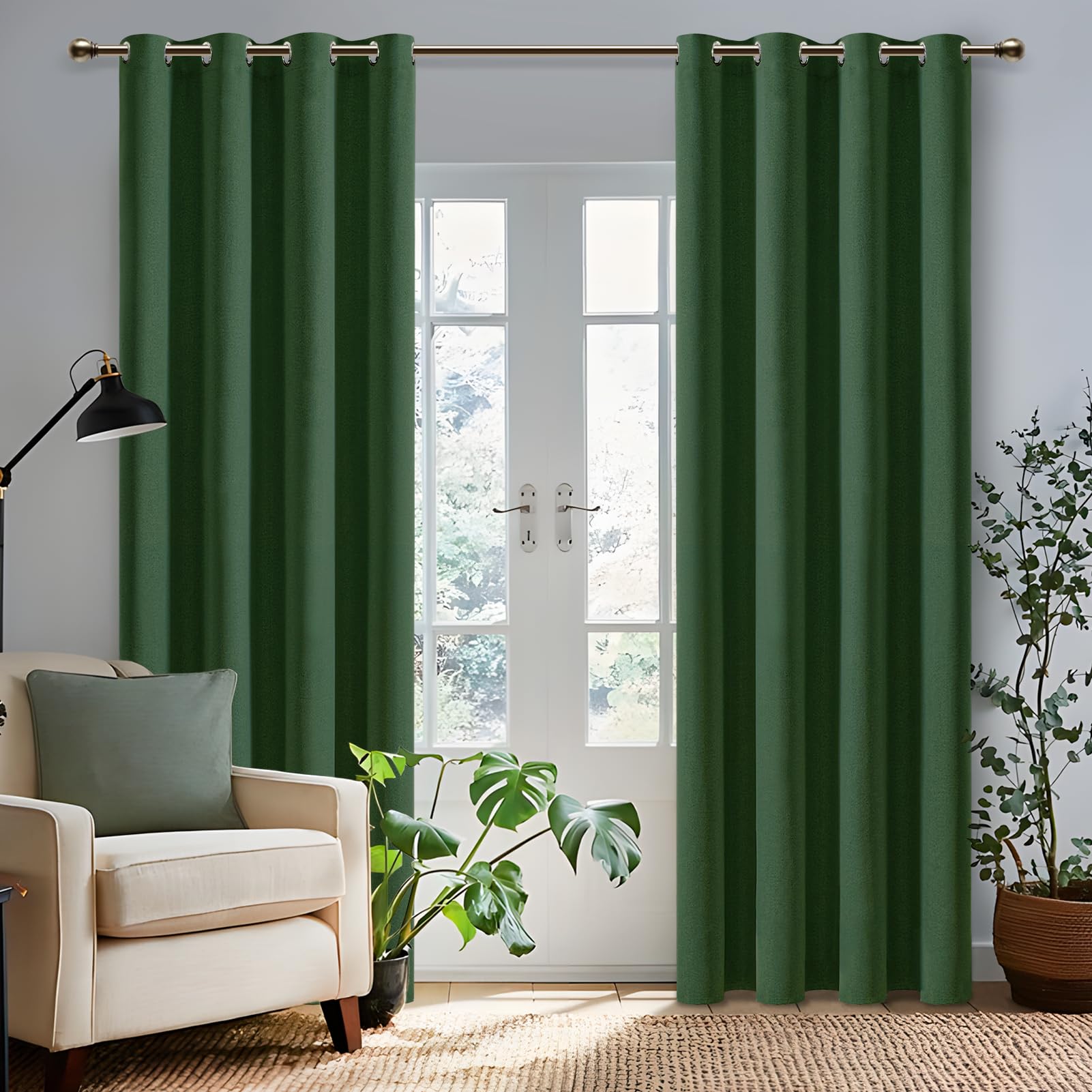 Blackout Linen Look Curtains - 46x90in Dark Green-image-cb60abb4-eacd-43b2-8658-752baa692504-86691