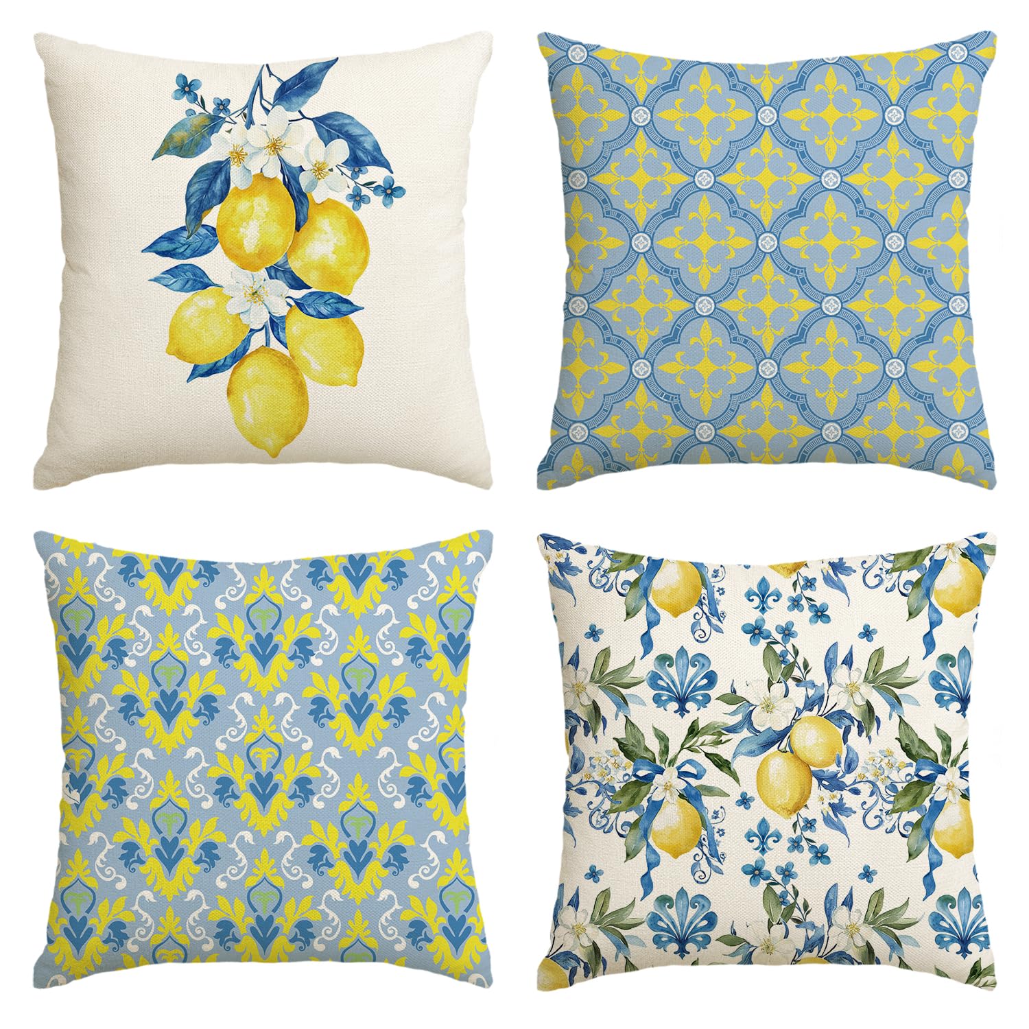 Floral Cushion Covers Set of 4 - Blue 45x45 cm-image-bebd80d3-fd64-42a1-a442-a998651f5b7c-4382