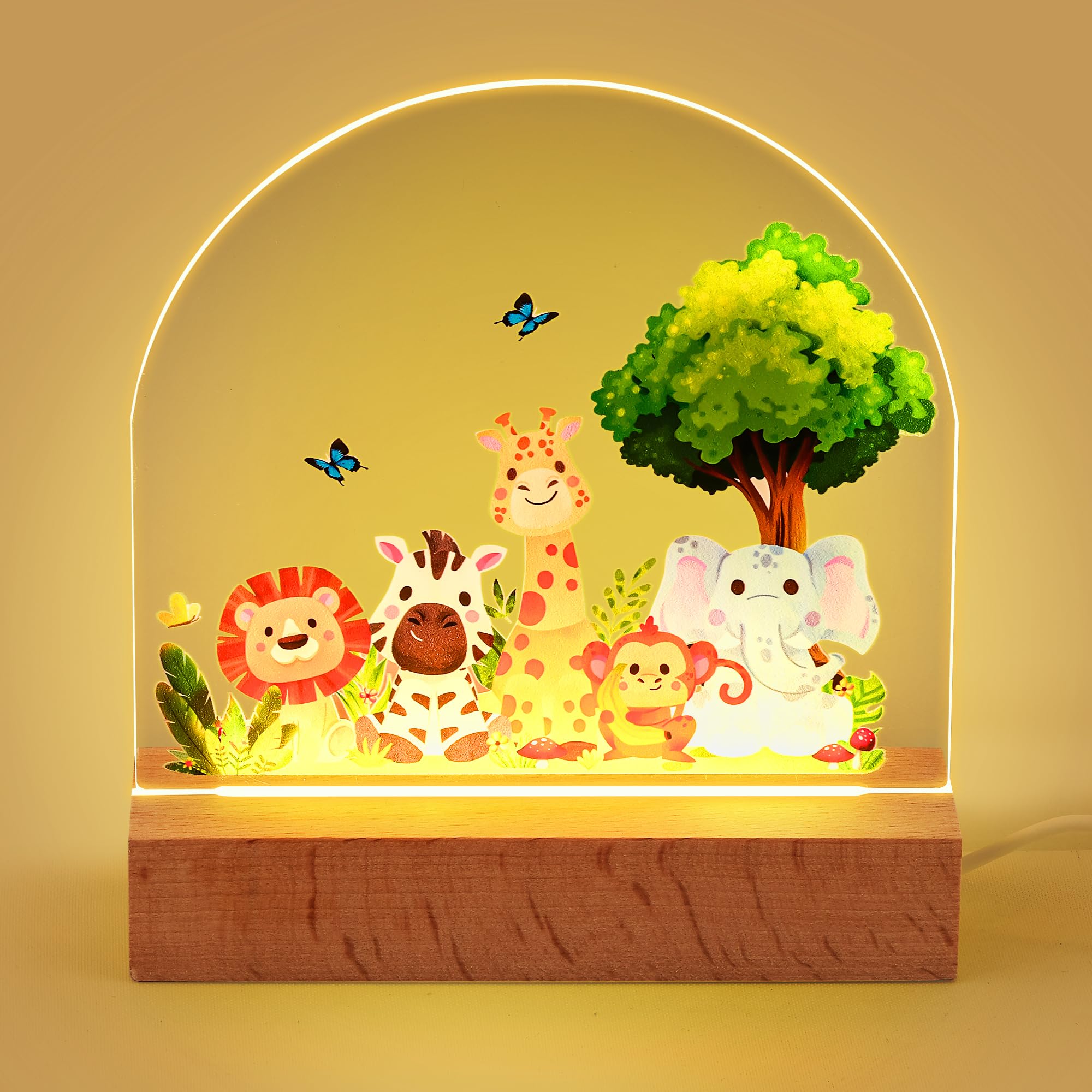 Acrylic Kids Night Light - Soft Warm Yellow LED Lamp for Baby & Toddler Room Decor (Animal Design)-image-fca5f0e3-24d6-477e-9c06-b28c83c30ad4-54942
