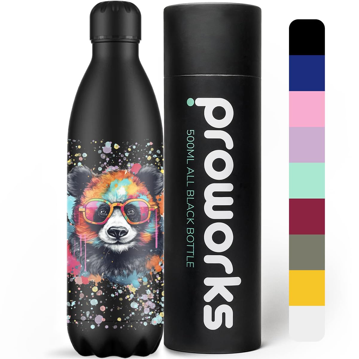 Insulated Sports Water Bottle - 1L Panda Splatter Black-image-406a6a54-2cc5-4193-a2e9-a48a061ca061-84197