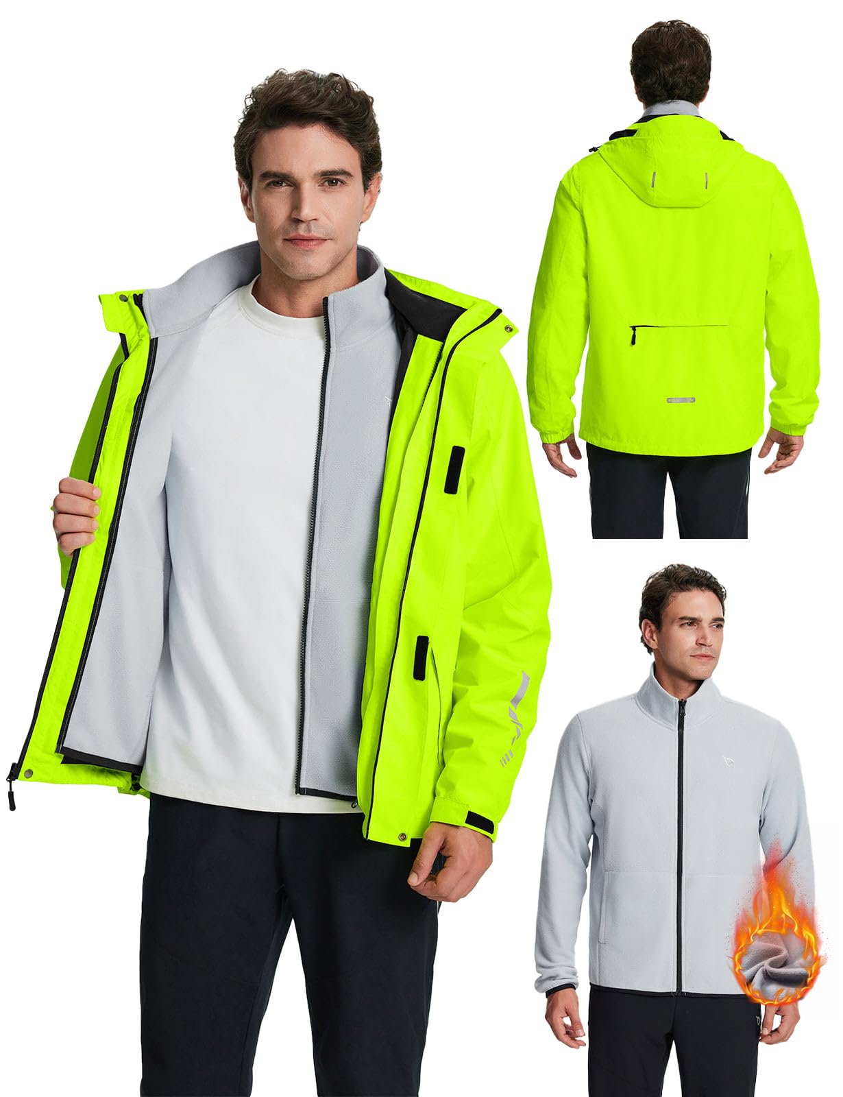 Men's 3 in 1 Waterproof Jacket - Neno Green M-image-1248184e-2ec8-4ed6-9128-6a6bd7233146-103462