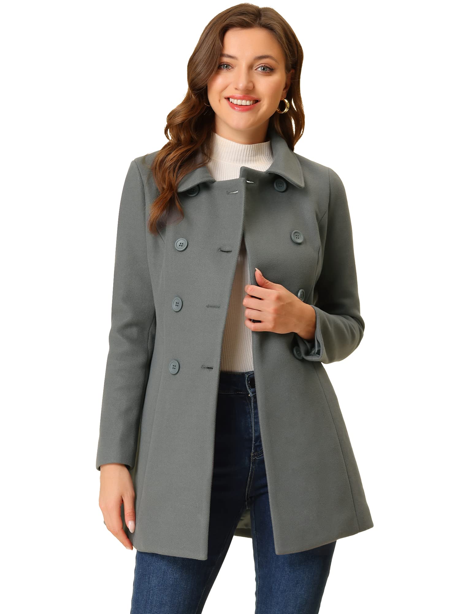 Women's Double Breasted Coat - Dark Grey M-image-5ac35d02-3939-4471-ba72-262acc5532a3-112849