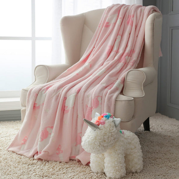 VOTOWN HOME Glow In The Dark Unicorn Fleece Blanket, Soft Flannel