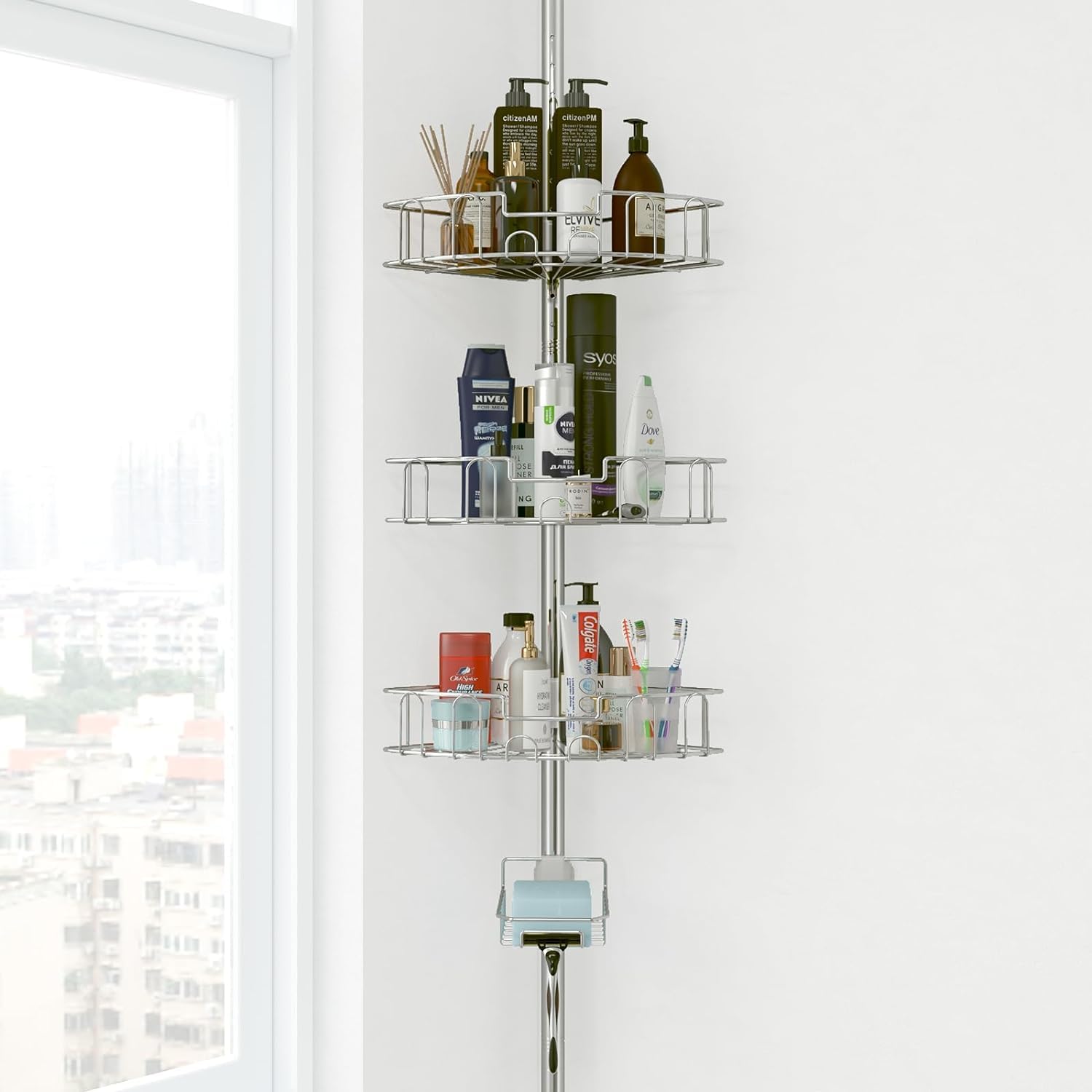Shower Caddy Corner Storage - Silver-image-77222068-d408-4d71-ac97-0c55536b651a-86046