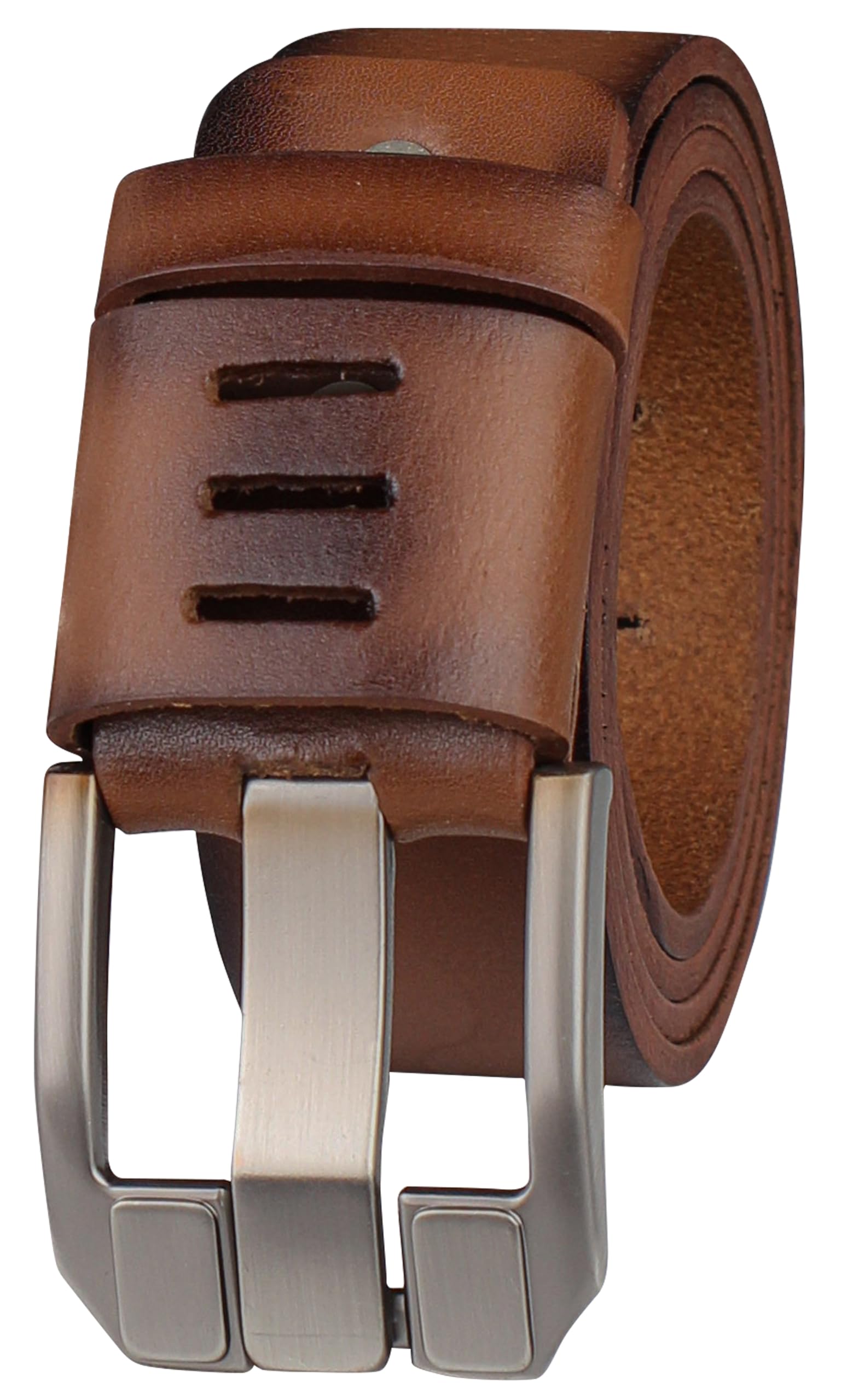 Men's Genuine Leather Belt 40MM Buckle - Brown, Handcrafted for Jeans & Dress Pants-image-88ae4d4e-12cc-4d00-9dd2-7568602dc57e-61193