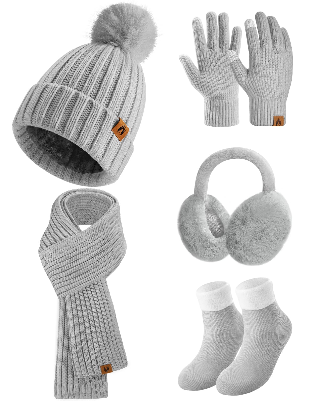 5-Piece Winter Knitted Hat and Scarf Set with Touchscreen Gloves & Ear Warmers - Ideal for Outdoor Activities-image-ba8b7cab-ec44-4cce-9b5f-75a812bbd7c0-66593