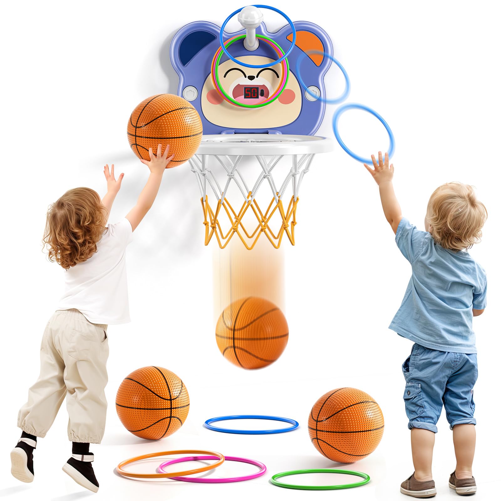 2-in-1 Kids Basketball Hoop Set - Indoor Play