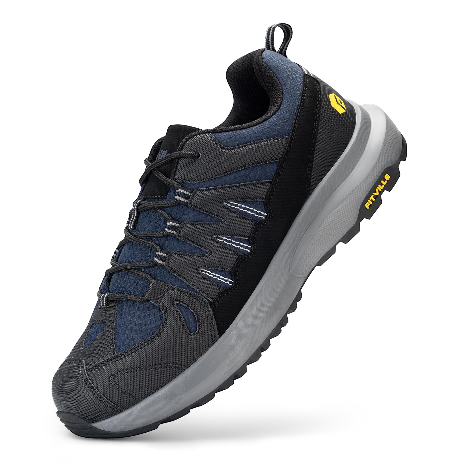 Men's Wide Fit Walking Trainers - Black Navy Blue UK 11.5-image-946a77a9-8f67-4805-884a-8e9c707452ab-115977