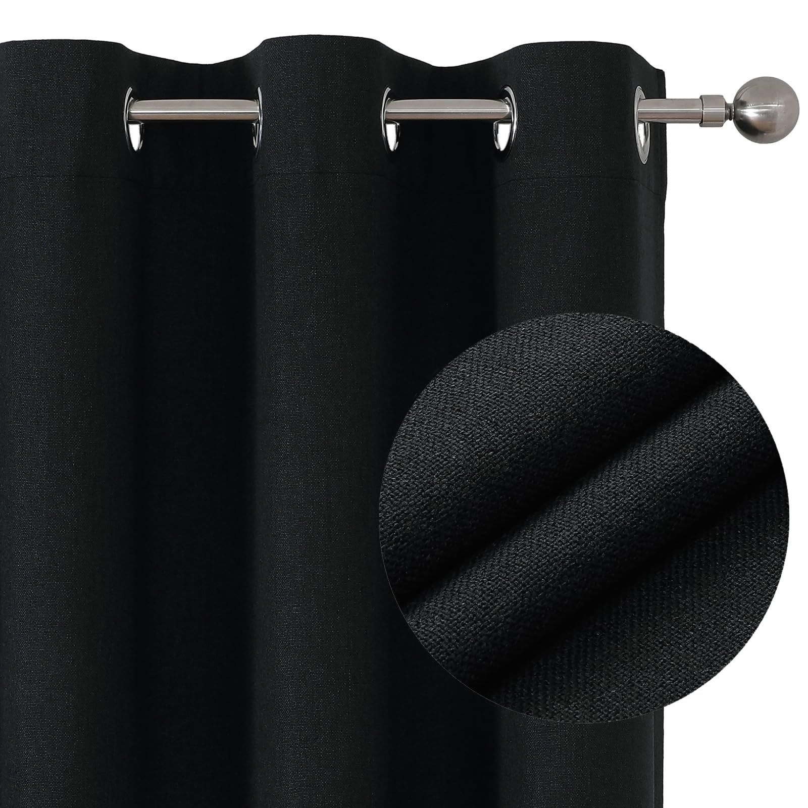 Blackout Curtains Thermal Eyelet - Black W55 x L94-image-5f8d0e63-47c3-48e3-89bc-e08b14a51473-112871