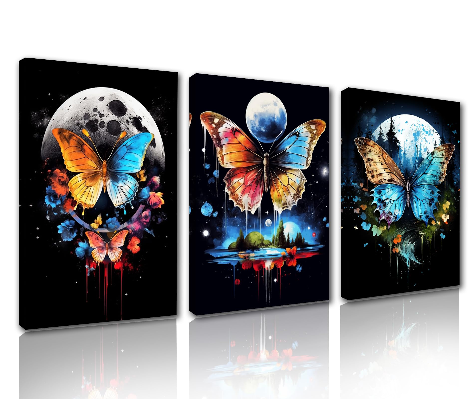 3 Panel Butterfly Canvas Art - Artwork-5 42''x20''-image-4a7571ab-138a-42be-aed6-48633bcd417c-122956