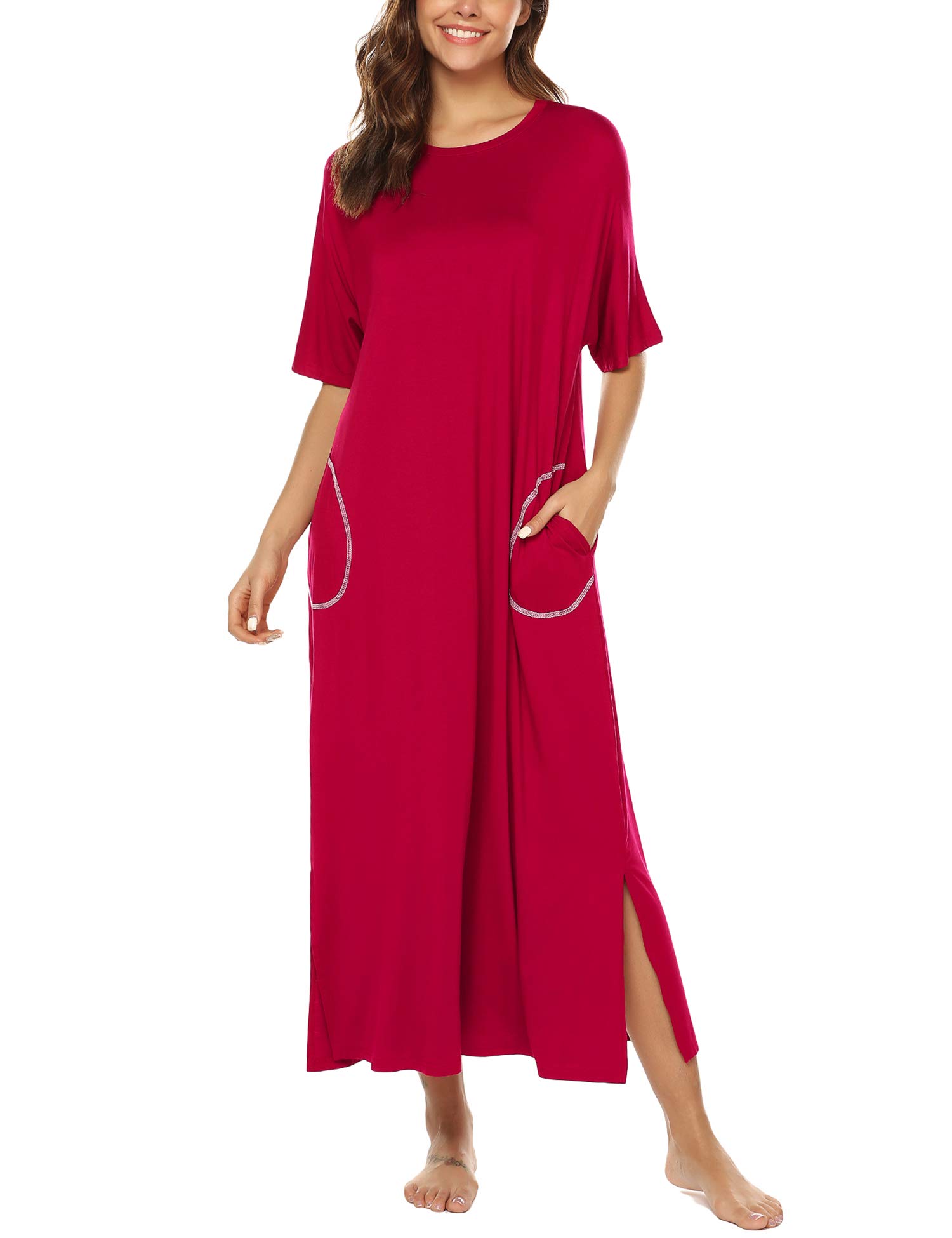 Women's Cotton Nightgown - Red XX-Large-image-49656c77-f4b9-41cd-bbde-eae6eb2ccd70-91977