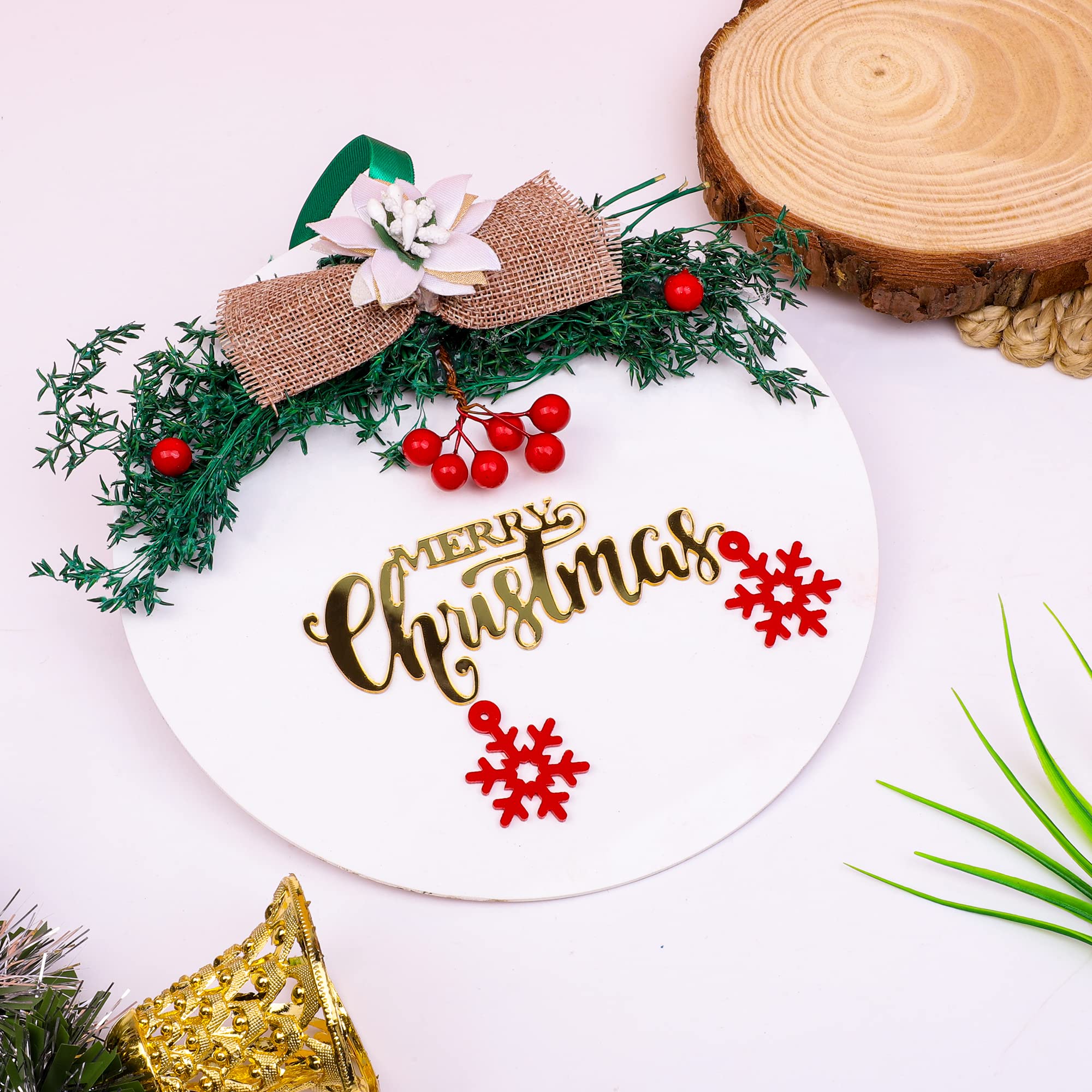 White Acrylic Christmas Wreath - 8 Inch-image-83b80744-6a71-43ae-93cd-55087ef892b4-89548