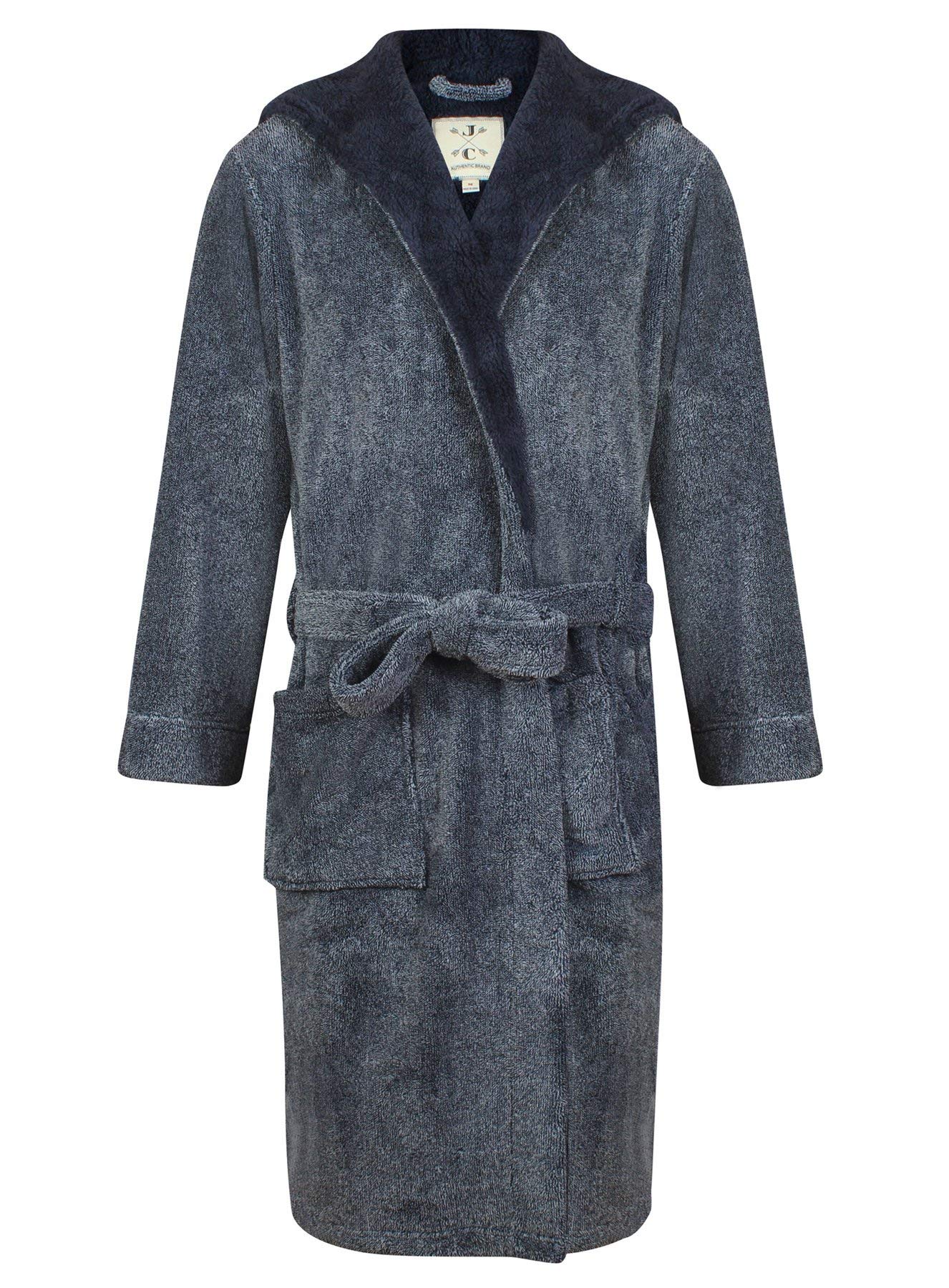 Men's Hooded Fleece Dressing Gown - Navy Blue M-image-a0dd926f-f43c-4b61-8bbe-4215f1a69f4b-123414
