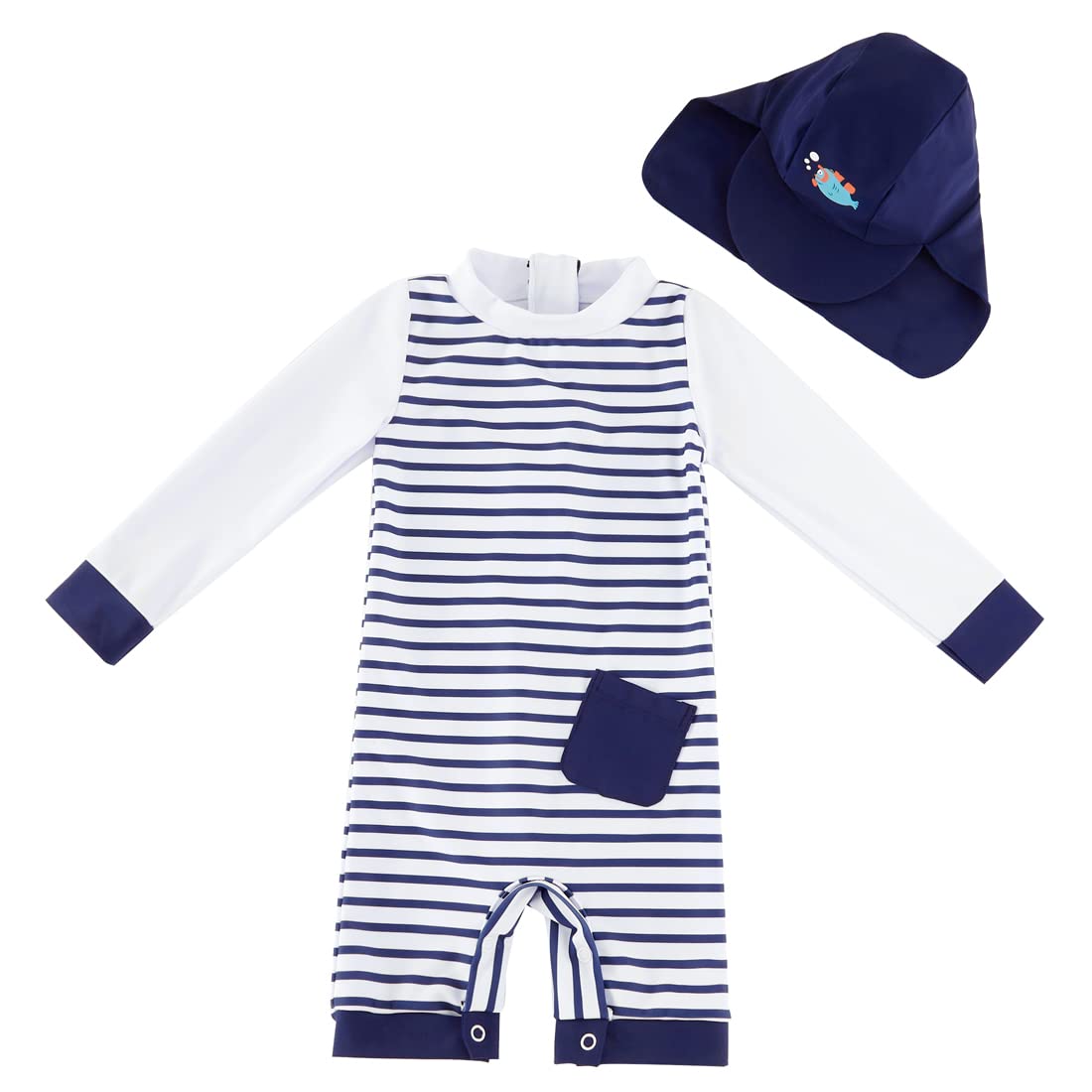 Baby Boys One Piece Swimsuit UPF 50+ - Blue Stripes 0-3 Months-image-5ec4d93d-cd33-4970-8a79-60d8334516bc-98663