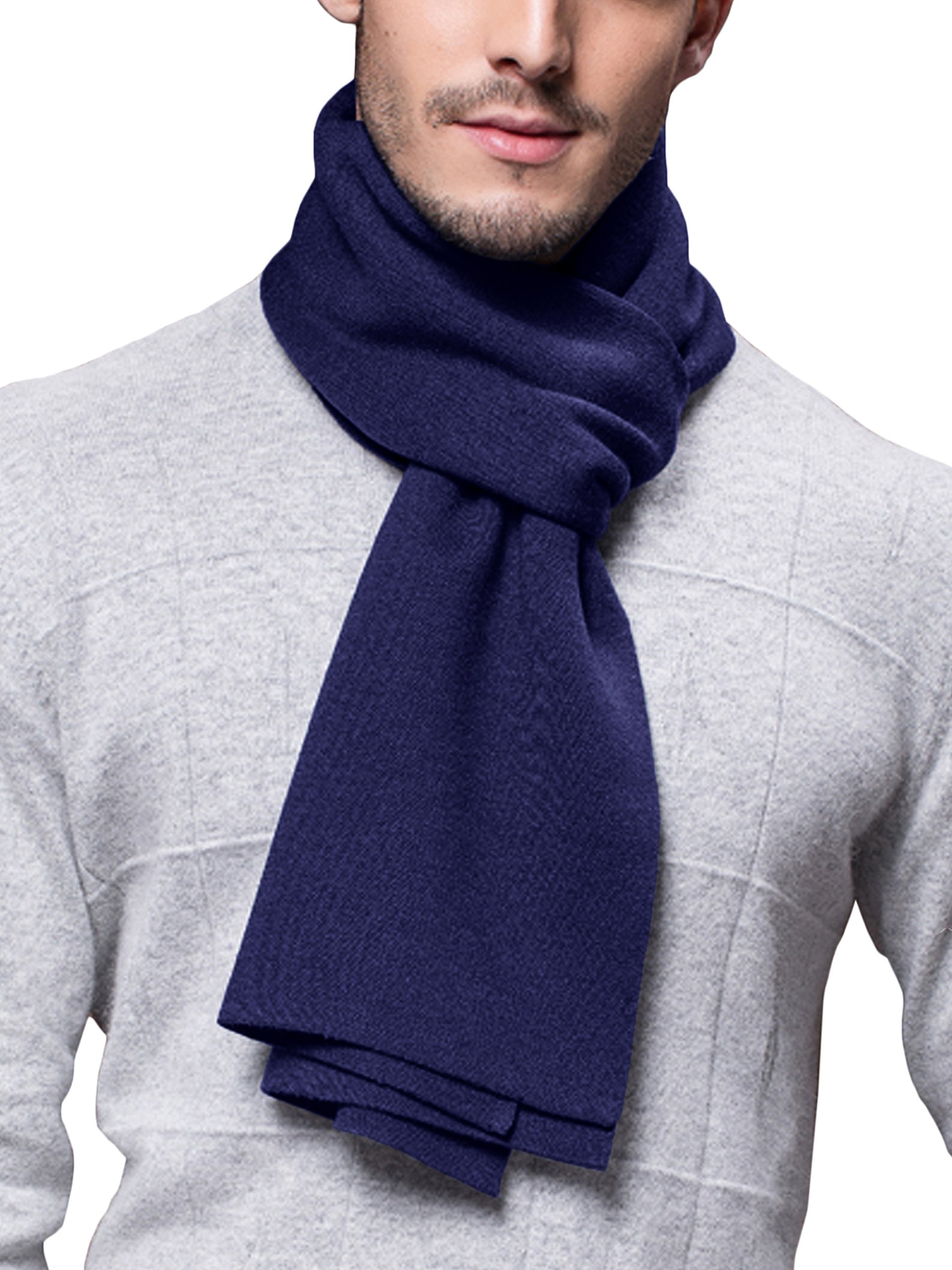 Men's Knitted Wool Scarf - Plain Dark Blue 180×30 cm-image-43acf128-5afe-49bd-a74a-b15a843b8fa1-114036
