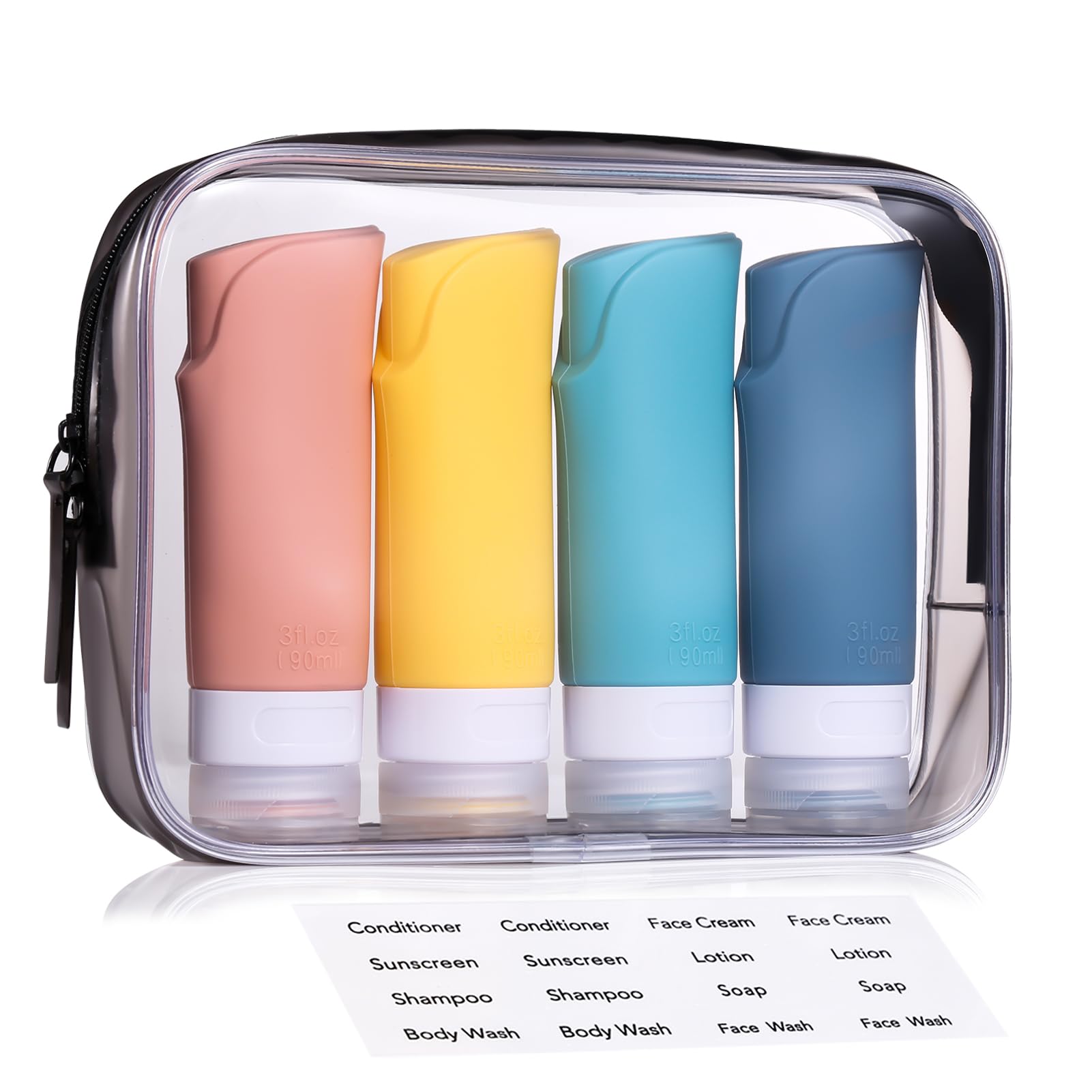 LIYUABU TSA Approved Leak-Proof Silicone Bottles, 90ml Bag - 4 Pack-image-88a9e39c-c1d9-4a52-8b67-d15a5b4c46a0-56107