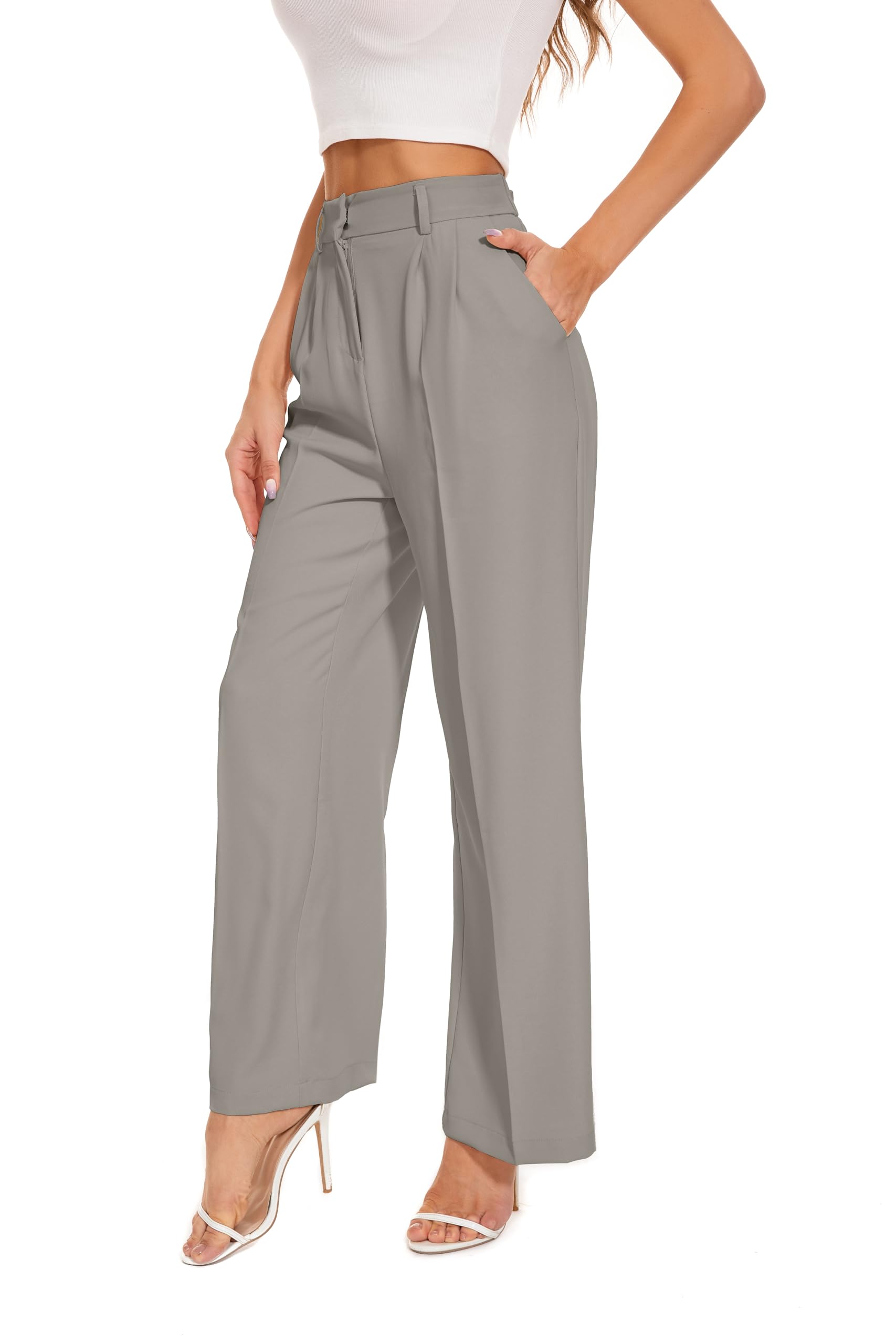 Women's Wide Leg Trousers - Light Grey S Short-image-c1f55bf5-a868-45a5-9190-389cae47450f-105491