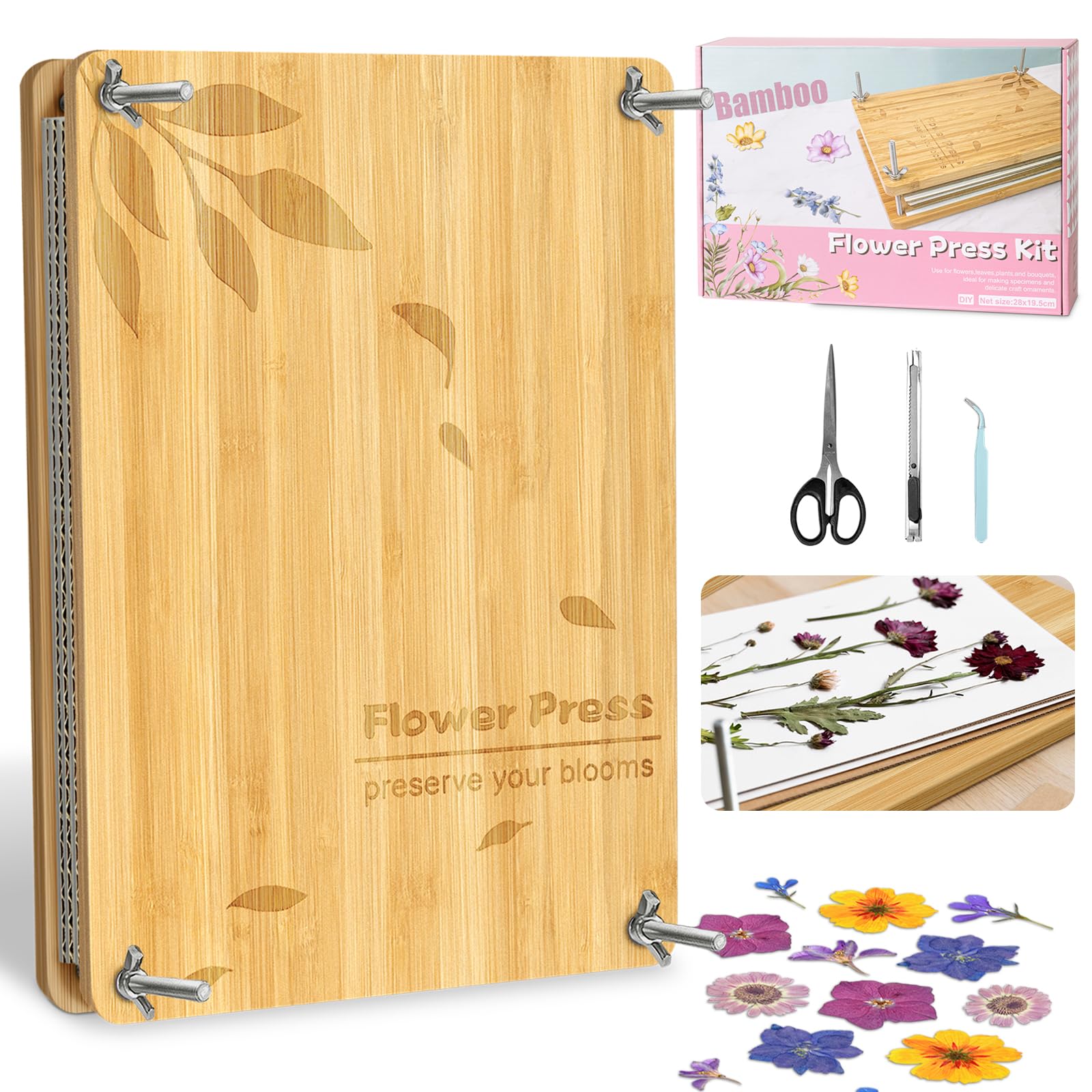 Large Flower Press Kit for Crafts - Brown 11" x 7.7"-image-0b8232e0-3cf2-43e9-aa5f-2602764715a8-105903
