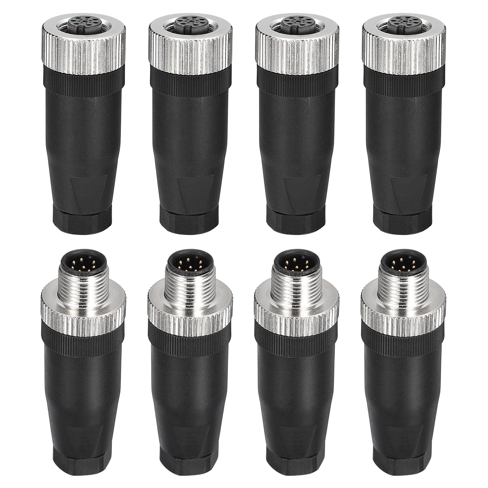 M12 8 Pin Wire Connector Set - Black 4 Pack-image-ff27f945-e01e-41cc-b8b9-3f3b3ef03c9a-84907