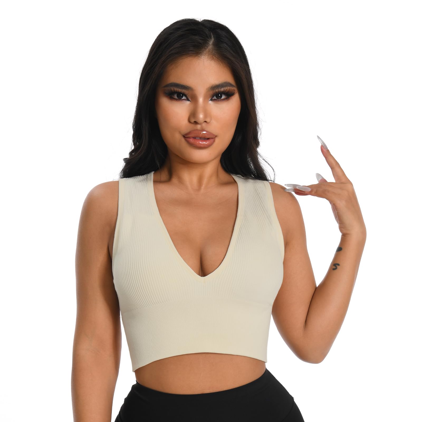 ANGOOL Women's Removable Padded Sports Bra, Seamless Training,White,L-image-902b4eb7-2e68-4186-93aa-9645b0858712-53030