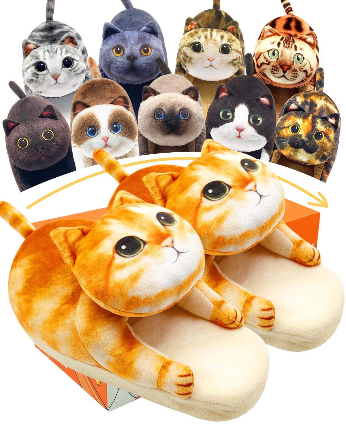 Ginger Cat Slippers for Women/Men - Warm Indoor Memory Foam House Shoes, Non-Slip Sole-image-97fb3808-766f-441e-9ab7-588c53353f9c-42118