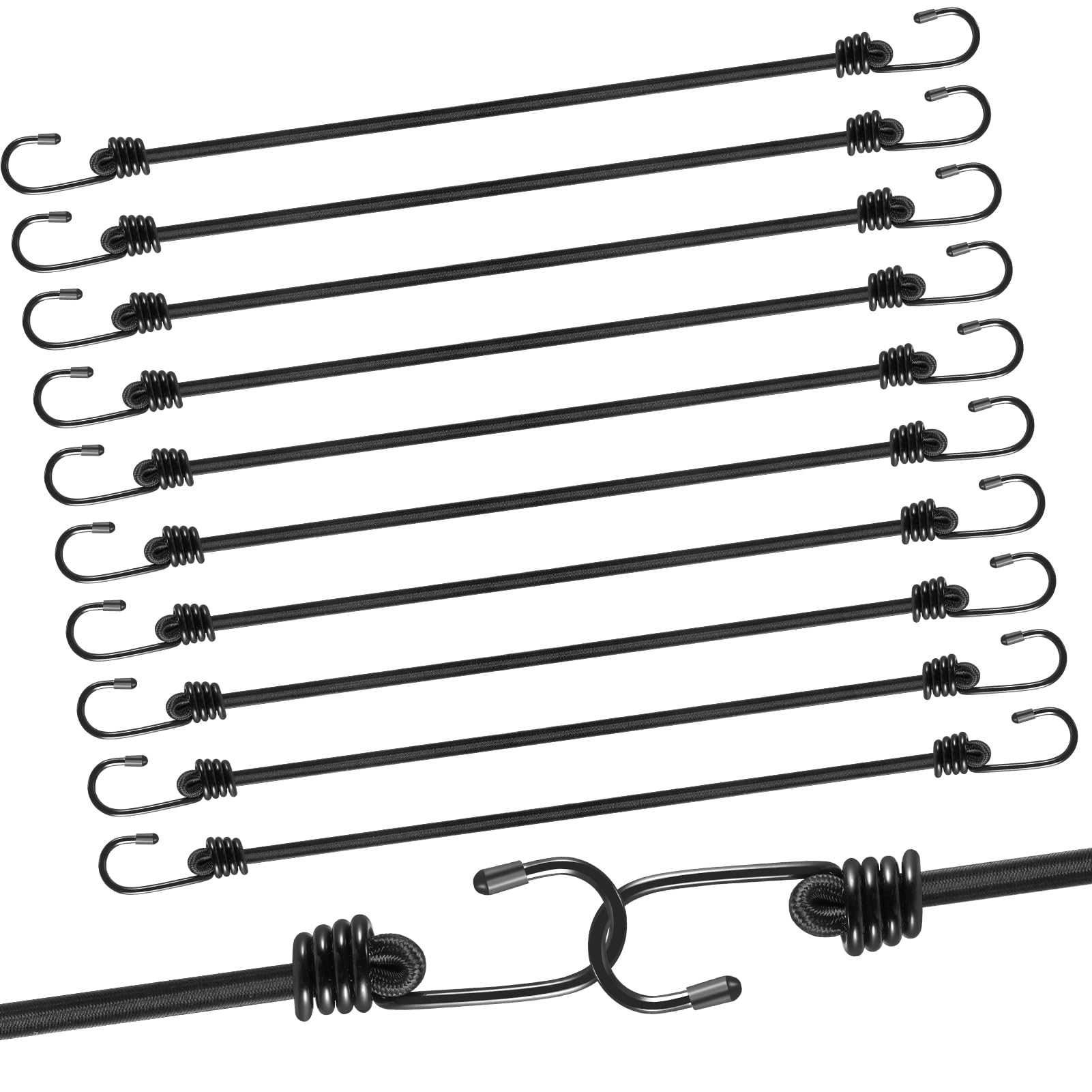 60CM Black Bungee Cords with Hooks, 12-Piece Set for Securing Luggage, Tarps & More-image-6778a50a-1855-4140-a38c-75f8c5e05521-63894