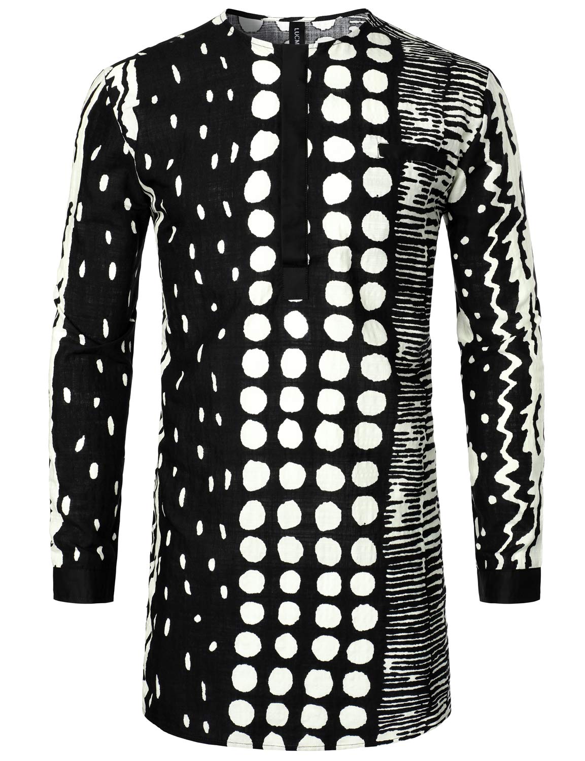 Men's Dashiki Long Sleeve Shirt - Black Small-image-3ff43770-2a47-4d63-935e-d94c2a8ab7e8-94385