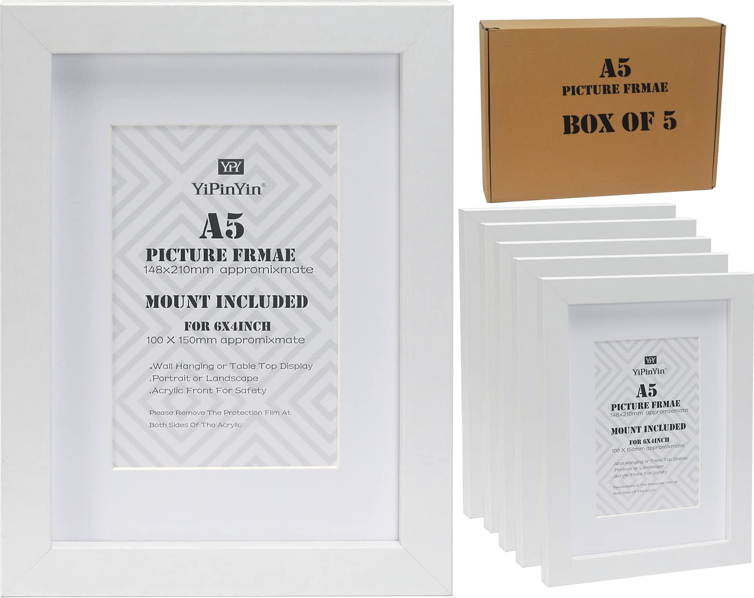 A5 Document Frames Set of 5 - White A5(5pk)-image-22b33130-ecdf-4885-a745-a2d9082d2650-121000