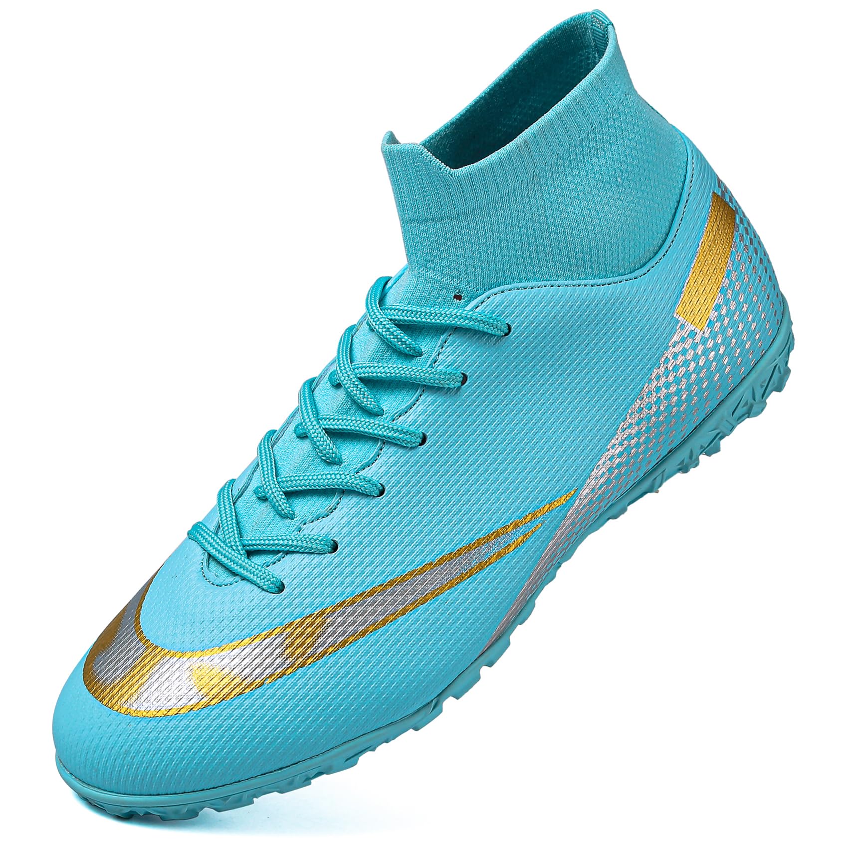 High-Top Astro Turf Football Boots - Turquoise 8 UK-image-cd48c035-71f9-4bc4-afbf-71bd36f855b5-81701