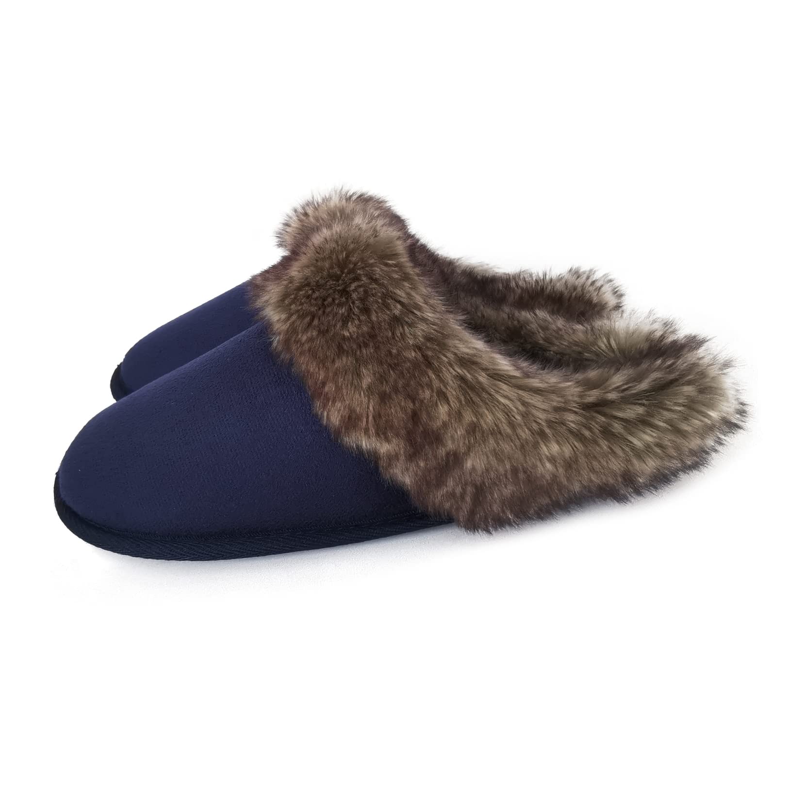 Winter Suede Slippers Furry Cuff - Navy Blue UK 4.5/5.5-image-df512f06-86ff-427a-b9f6-e911e5b9eec3-111223