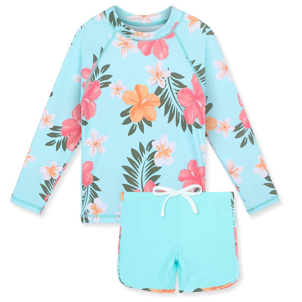 Girls 2PC Swim Set - Longsleeve Cyan 8-9 Years-image-8ef5330a-59f0-4203-84cd-043489d116ca-115022