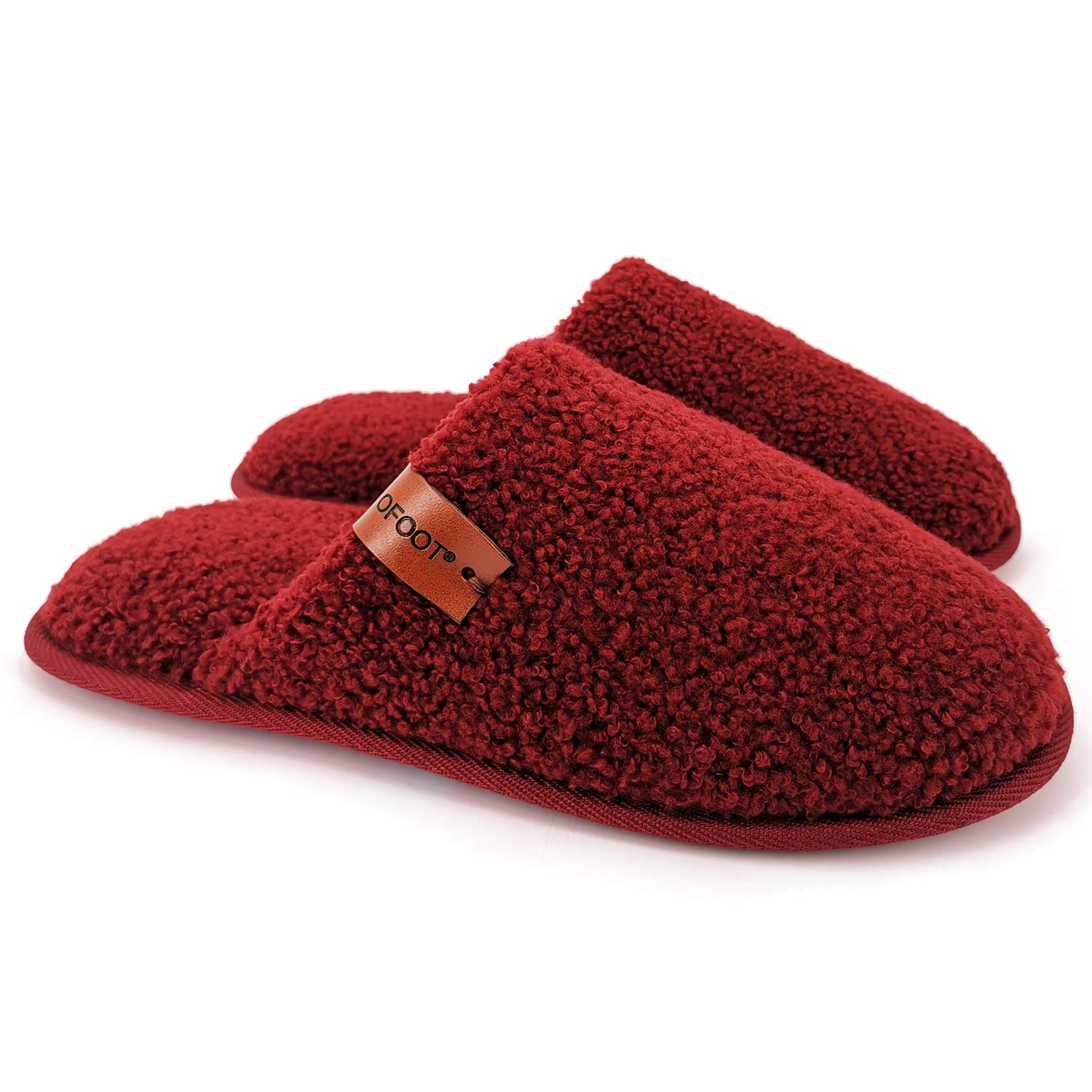 Women's Fuzzy House Slippers - Burgundy 5-6 UK-image-5d6dcc1a-f0e1-4324-8036-8c2b17a92e5b-87952