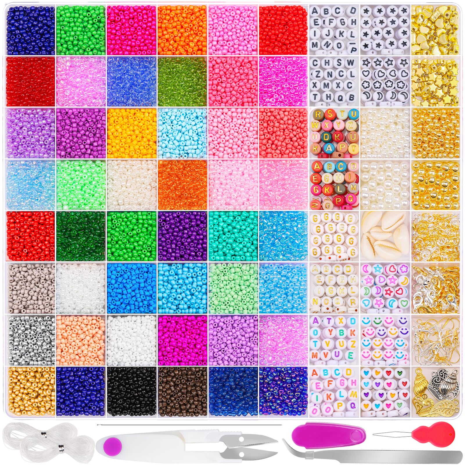 20000pcs 48 Colours Glass Seed Beads Kit for Jewellery Making - DIY Bracelets & Necklaces-image-4279e922-db6e-4525-a7d1-f8d7de63cb30-53380